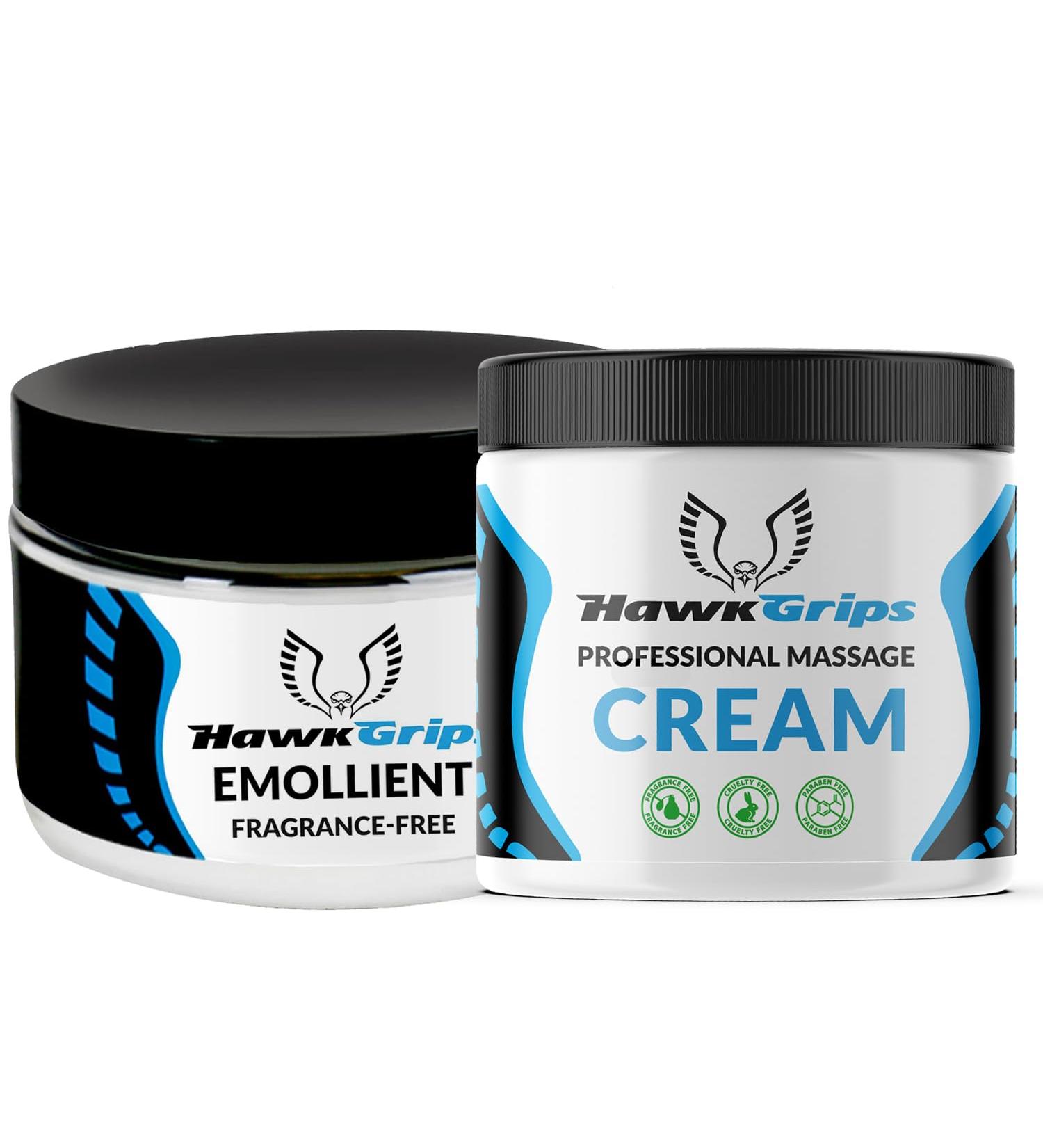 HawkGrips 8oz Massage Emollient and 8oz Massage Cream Bundle Unscented IASTM Massage Cupping Therapy Whole Body Muscle Cream Deep Tissue Professional Massage Therapy - Buy Online on GoSupps.com