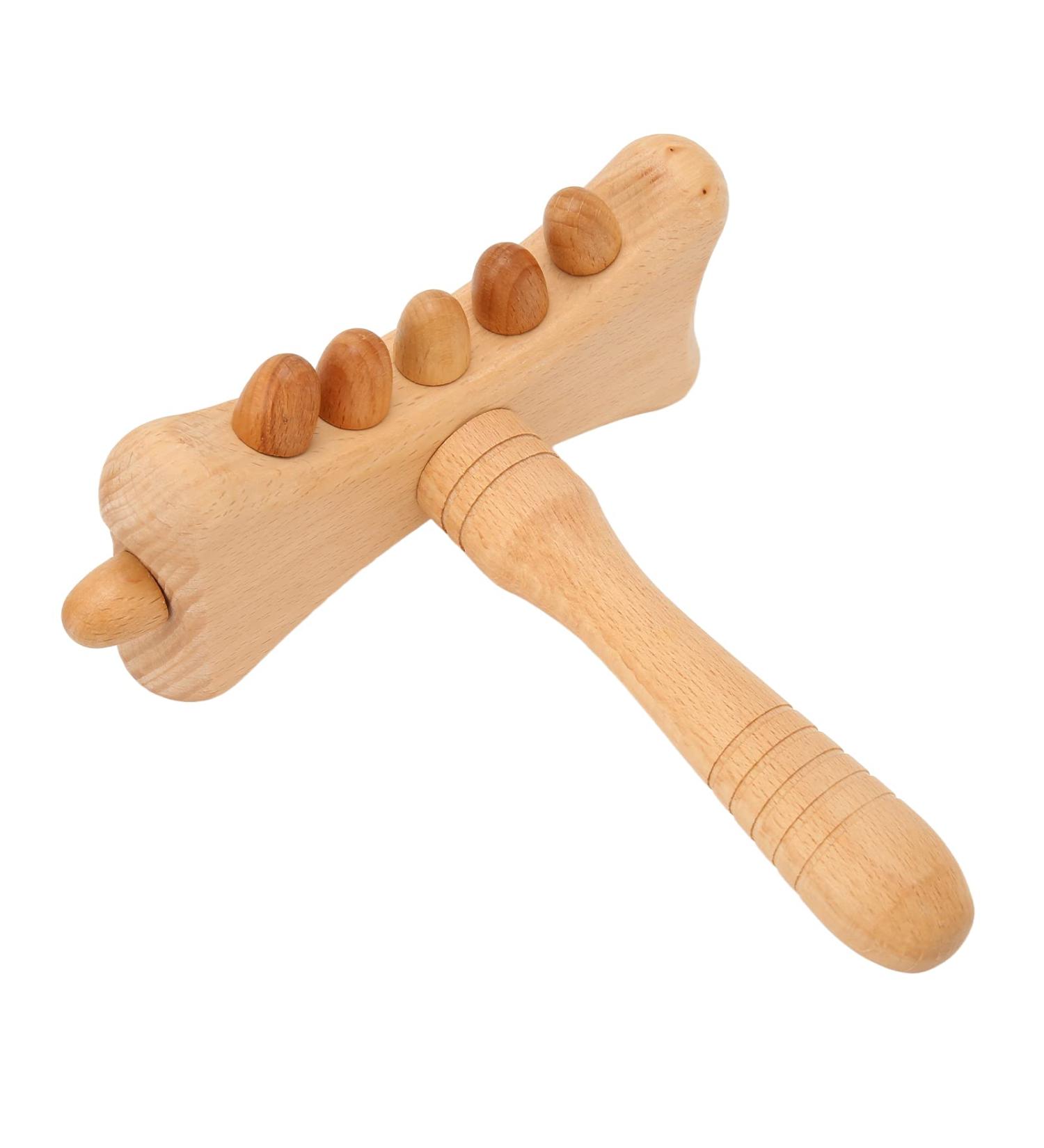 Wood Roller Massager - Manual Gua Sha Tool for Acupuncture Cellulite & Lymph Drainage Therapy - Effective Fascia & Neck/Back Massage Device - Buy Online on GoSupps.com