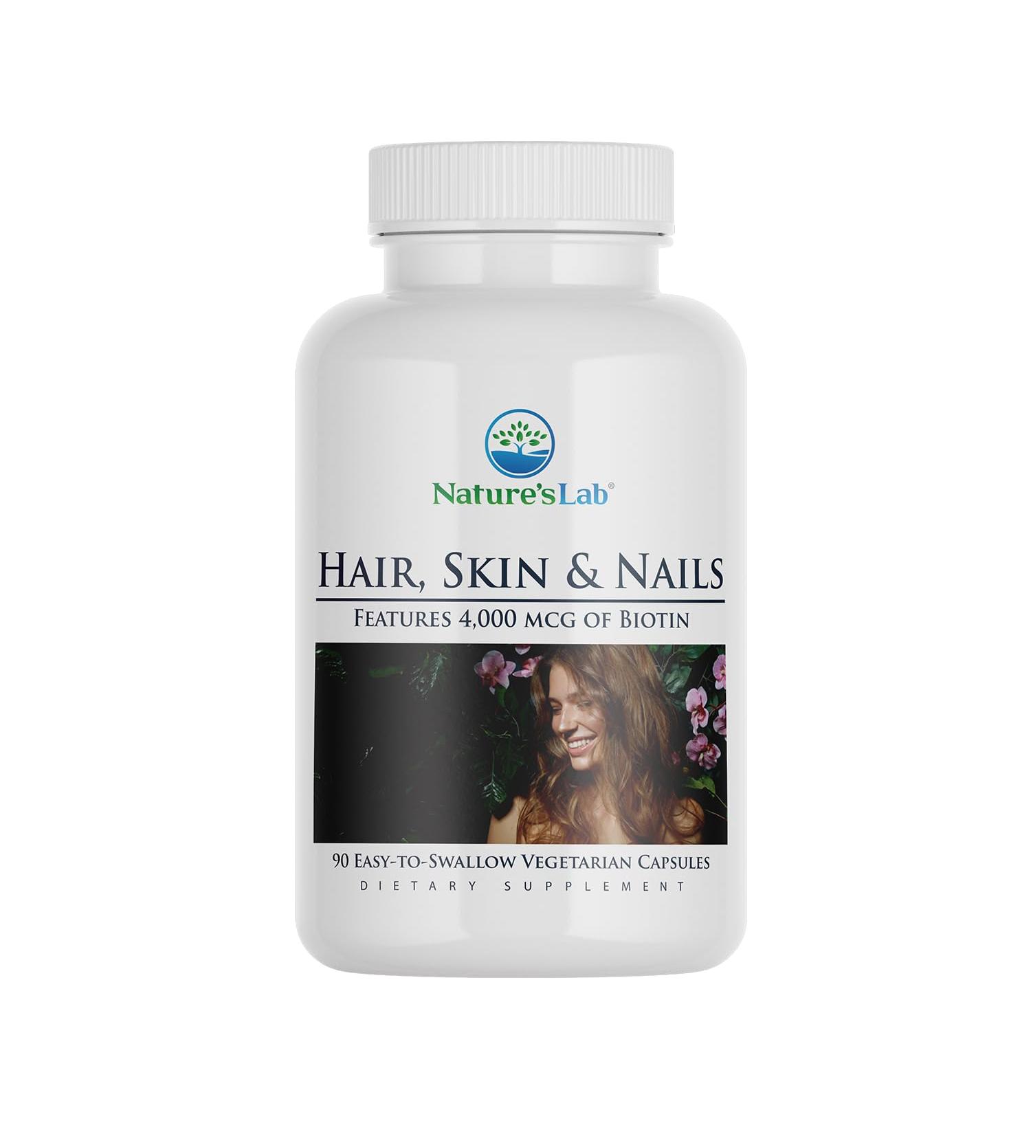 Nature's Lab Hair Skin and Nails - Biotin, BCAA, MSM, Vitamin Complex - 90 Ct (90 Day Supply) 90 Count (Pack of 1) - Buy Online on GoSupps.com