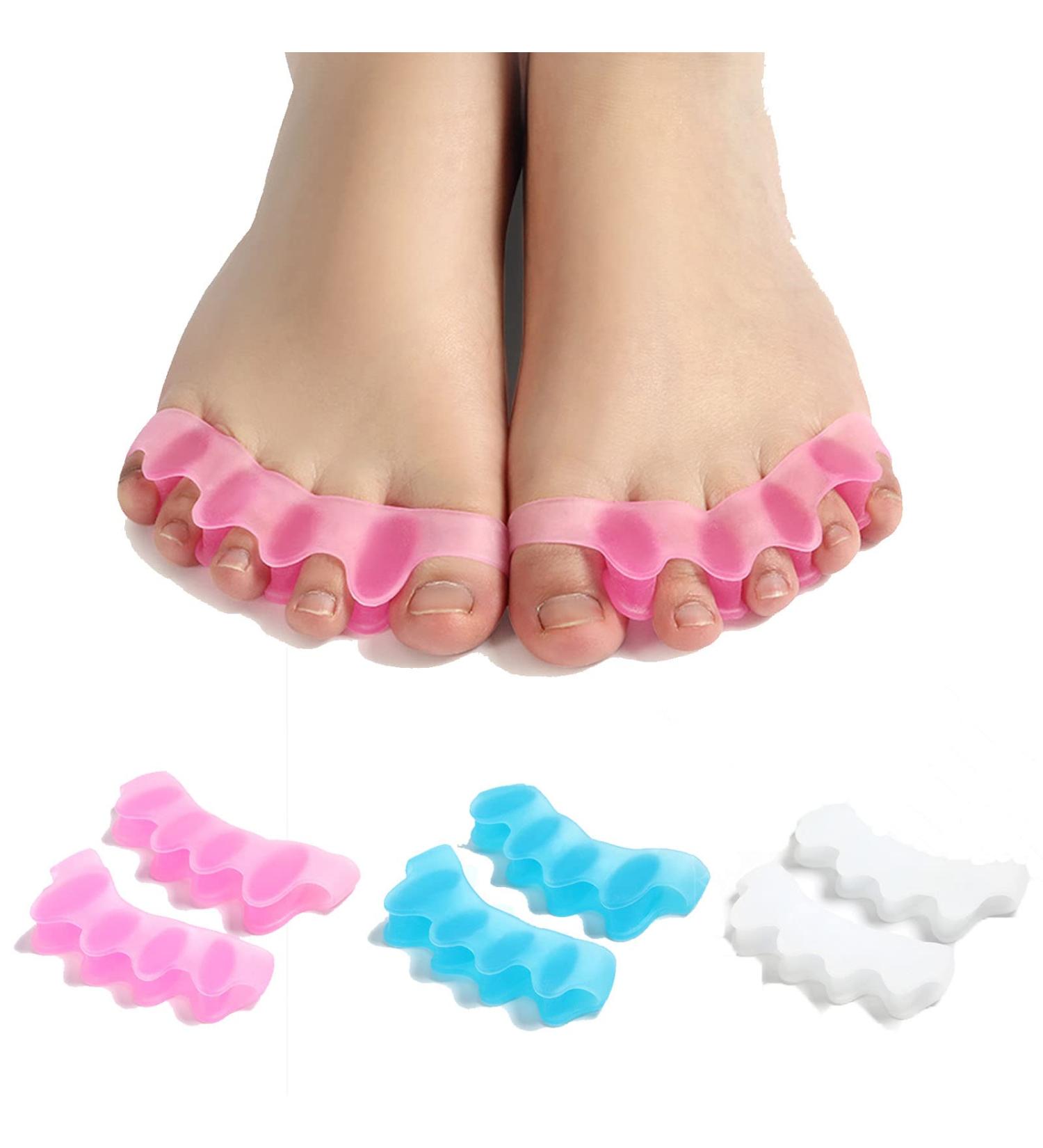Samoka 6 PCS Gel Toe Separators for Bunion Correction and Toe Alignment - 3 Pairs (Blue/Pink/White) - Buy Online on GoSupps.com