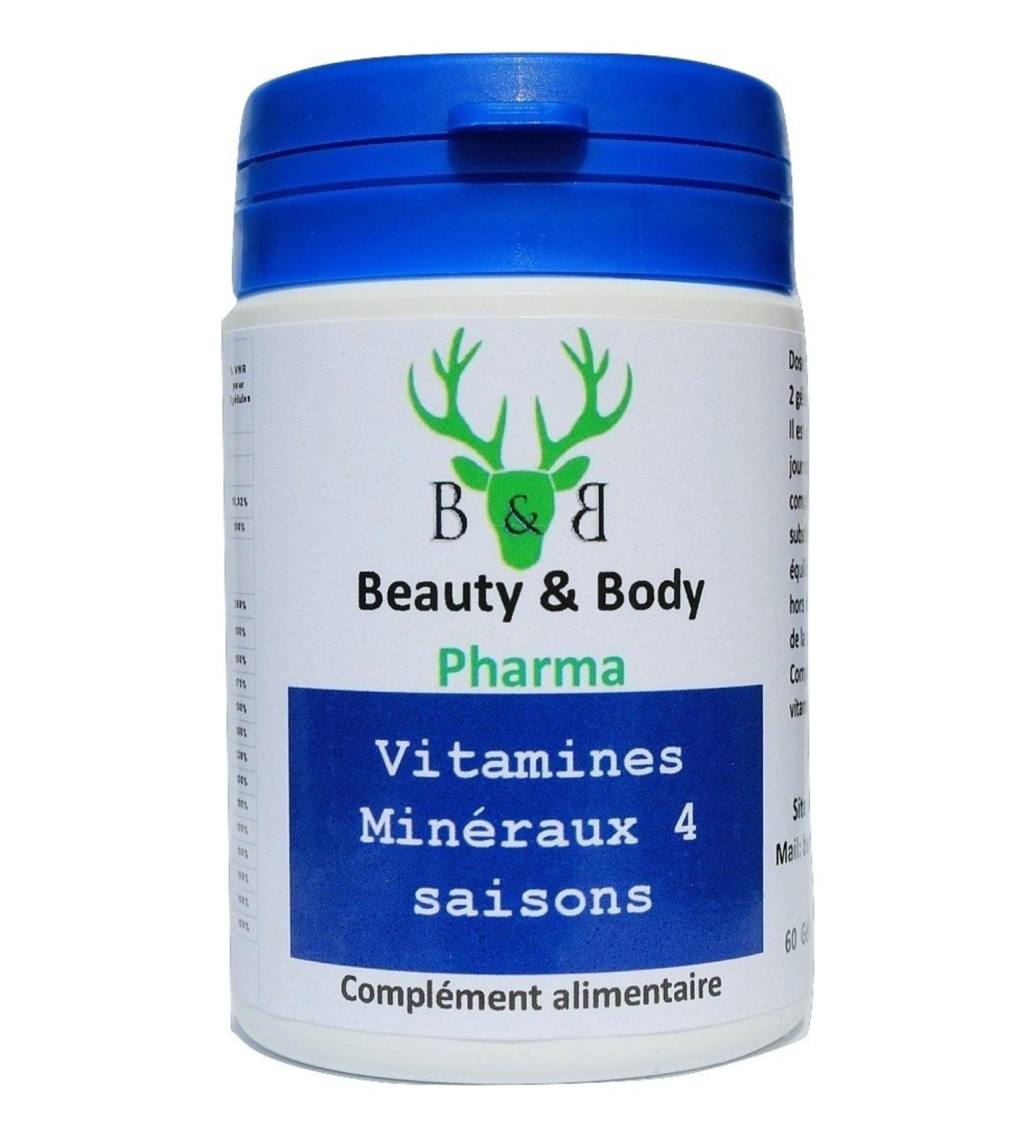Vitamins and Minerals - Vitality Complex for Men and Women - 60 Multivitamin Capsules - 100% of Daily Reference Values ??- Made in France