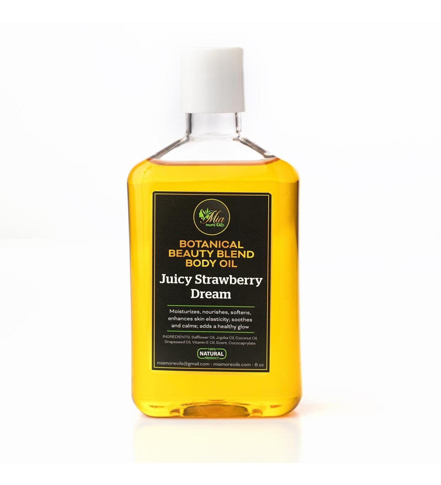 Mia More Oils Botanical Beauty Blend Body Oil for Women 8 oz | Natural Moisturizer with Jojoba Coconut & Vitamin E Oils | Hydrates & Nourishes Dry Sensitive Skin |Juicy Strawberry Dream - Buy Online on GoSupps.com