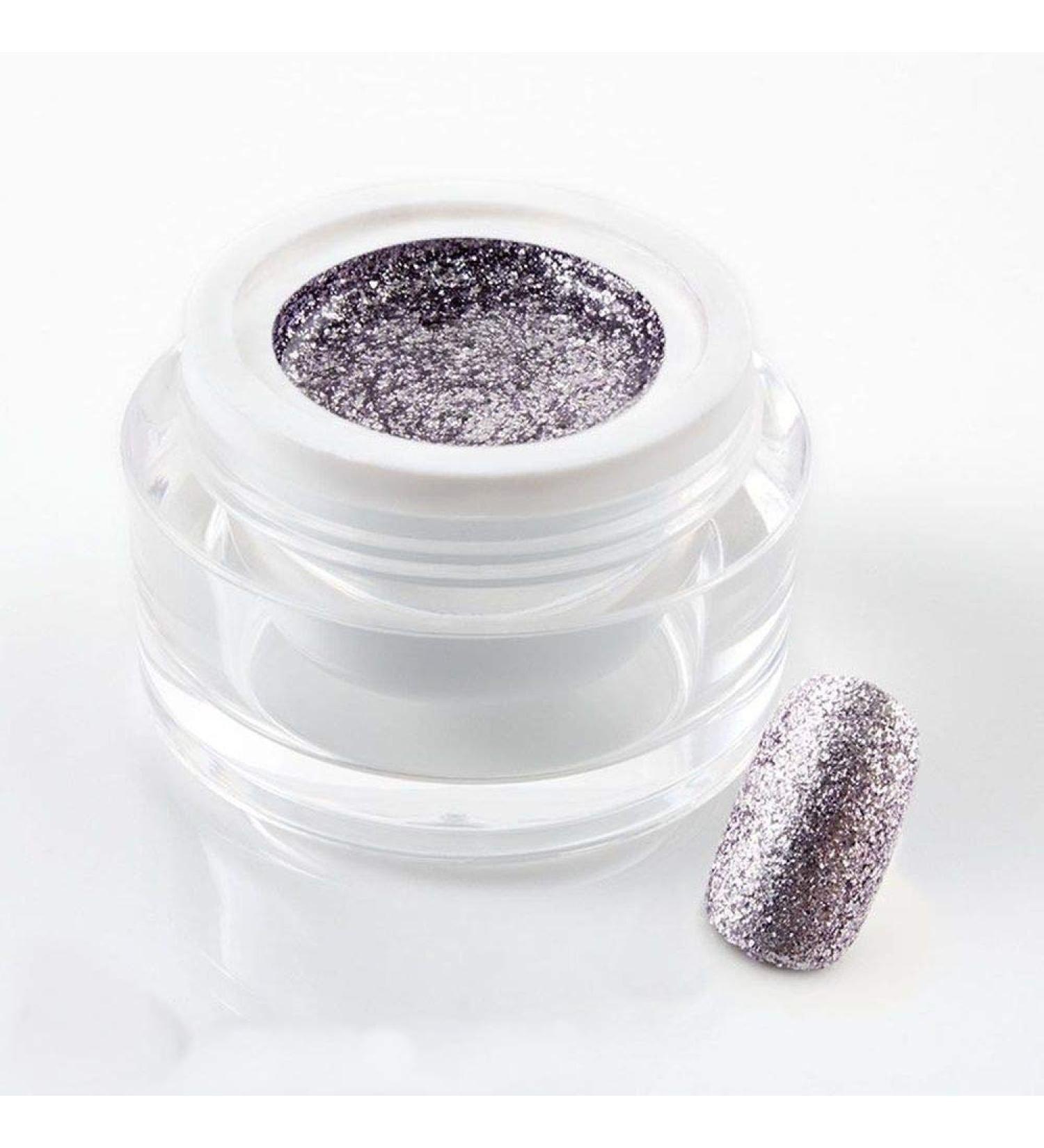 5 ml exclusive UV color gel/color gel/glitter gel - in Glam Glitter Pale Violet - with real silver