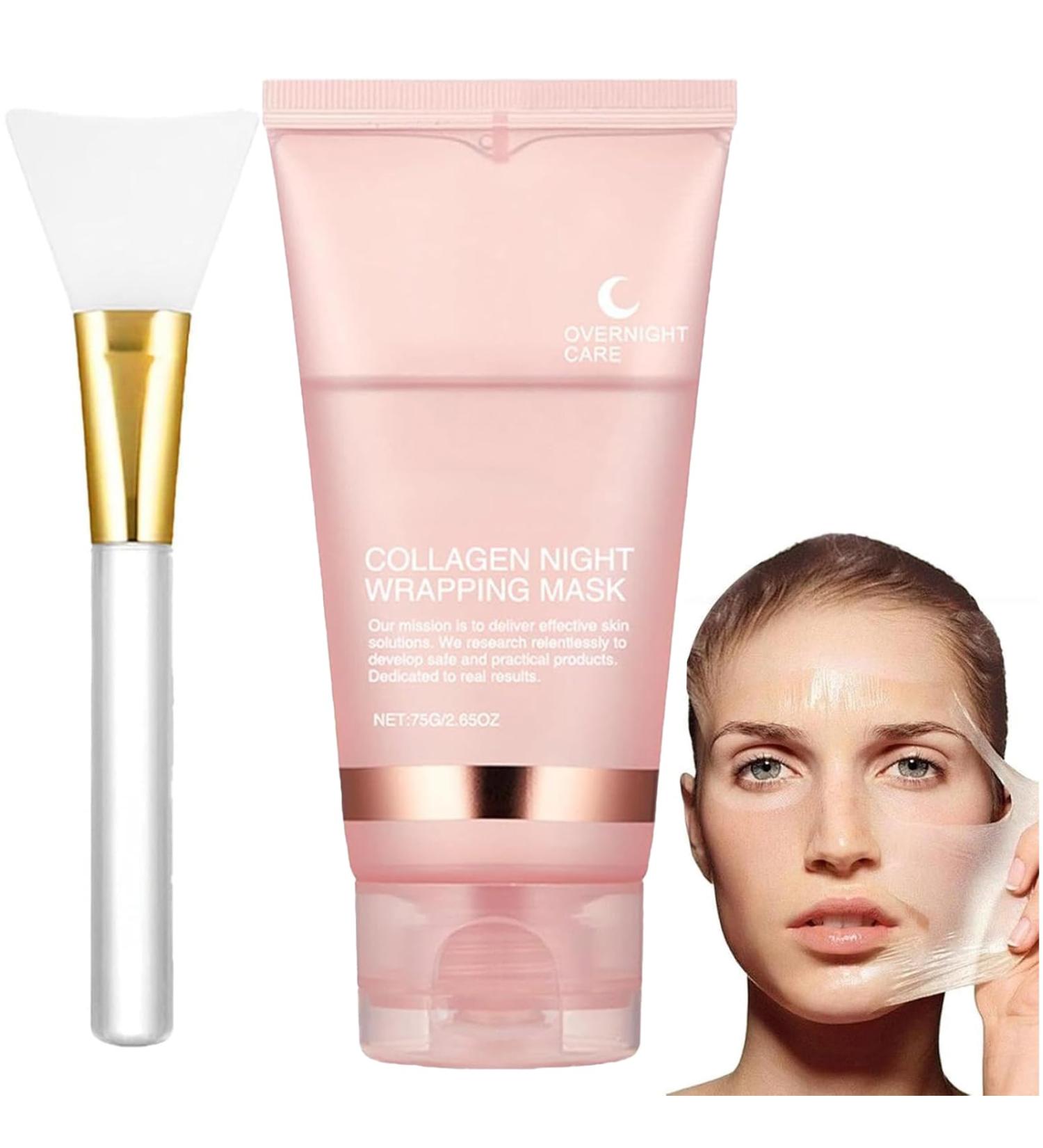 Collagen Night Wrapping Mask Collagen Overnight Wrapping Peel Off Facial Mask Overnight Collagen Wrapping Mask Perfect for Dry & Dehydrated Skin - Korean Skin Care(75ML) - Buy Online on GoSupps.com