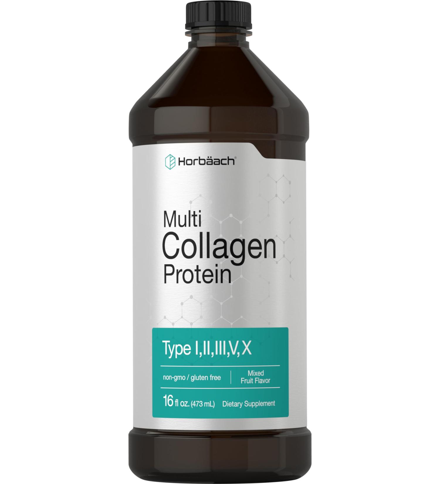 Horbaach Multi Collagen Protein 16 fl oz | Fruit Flavor | Liquid Collagen Peptides | Type I II III V X | Non-GMO Gluten Free Supplement - Buy Online on GoSupps.com