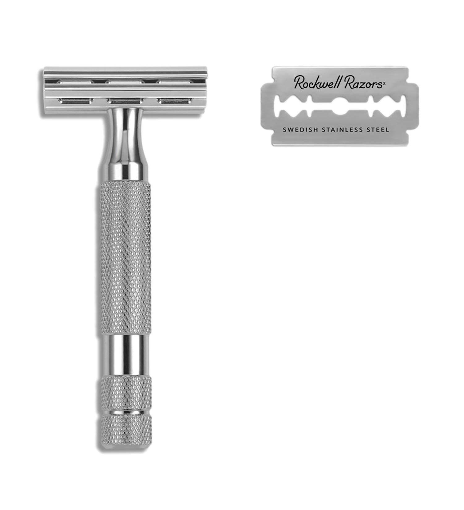 Rockwell Razors 2C Razor Set with 5 Blades - 2 Adjustable Shave Settings, White Chrome - 6 Piece Bundle - Buy Online on GoSupps.com