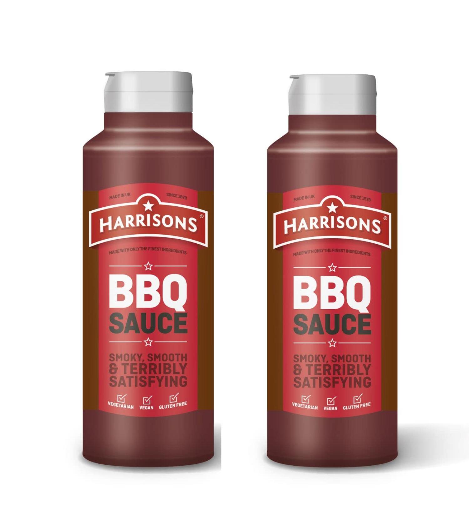 Harrison BBQ Sauce Pack of 2 Barbecue Sauce Bottles 1 Liter Each Vegan Friendly Gluten Free with No Soya Dairy and Artificial Color or Flavor Made in UK - Buy Online on GoSupps.com