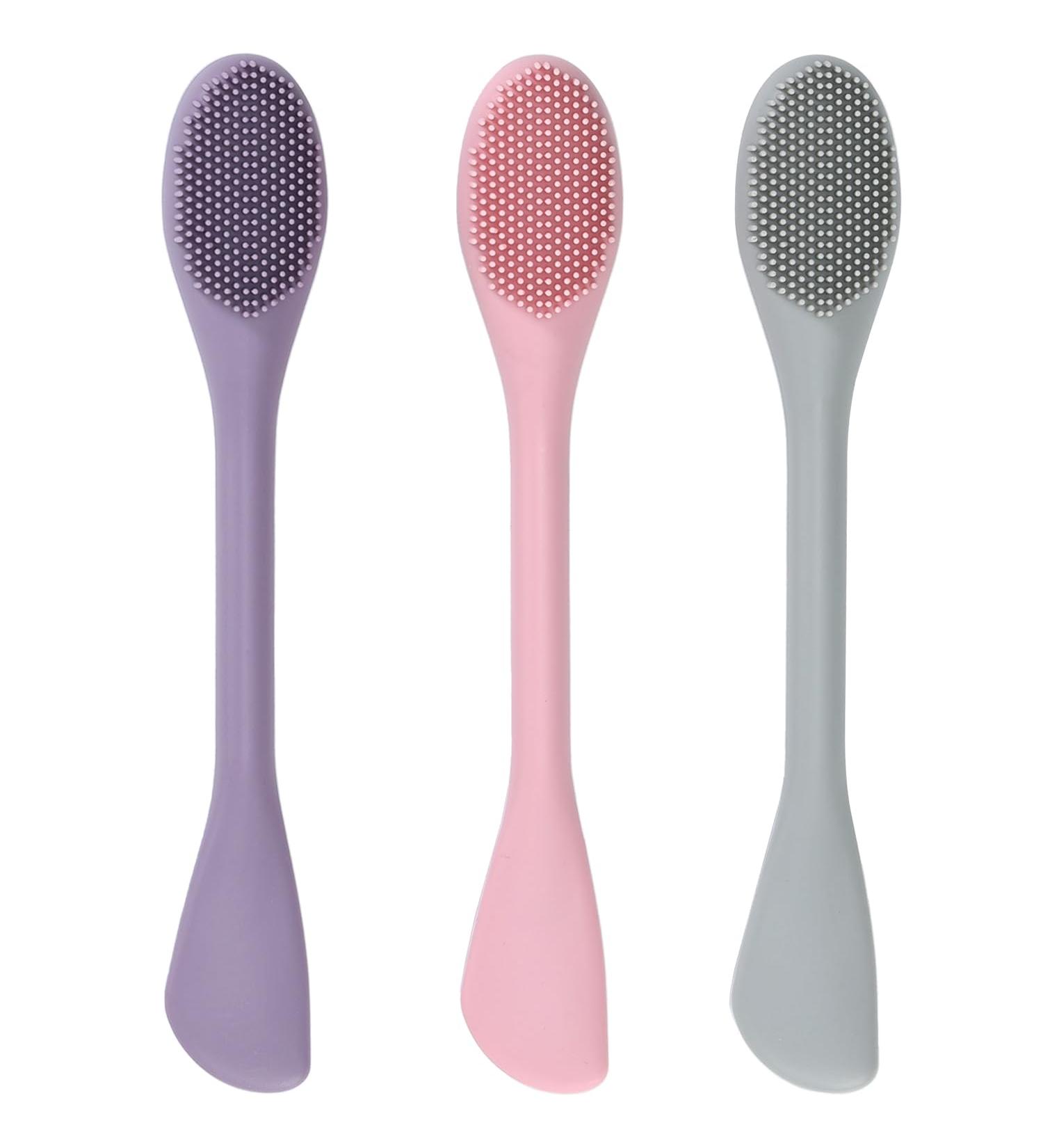 Buy Silicone Face Mask Applicator 3 Pack - Huare Technology Facial Mask Brushes for Mud Clay & Charcoal - Soft Makeup Beauty Brushes in Pink Purple & Gray - Buy Online on GoSupps.com