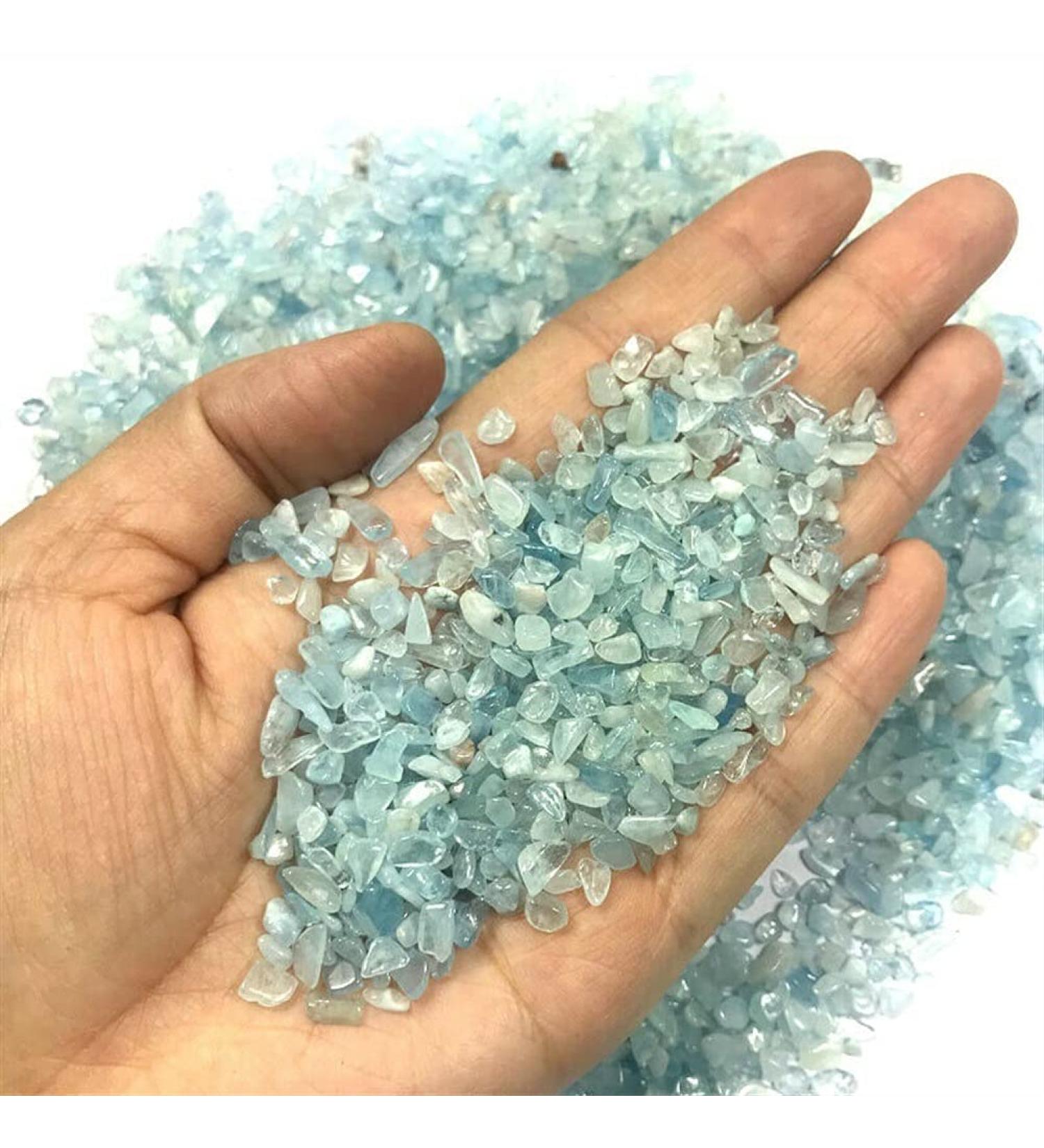 Stone Crafts Natural Blue Aquamarine Quartz Crystal Stone Rock Chips Specimen Natural Stones and Minerals Crystals Natural Luster - Buy Online on GoSupps.com
