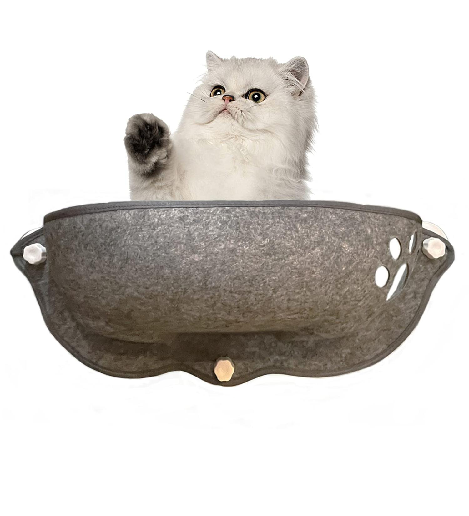 Cat Window Bed Hammock with Plush Cushion Pad - Durable Suction Cup Hanging Perch for Cats - Space Saving Resting Seat for Glass Door, Floor, Sofa - Gray, 26.4 X 9.8 Inches - Buy Online on GoSupps.com