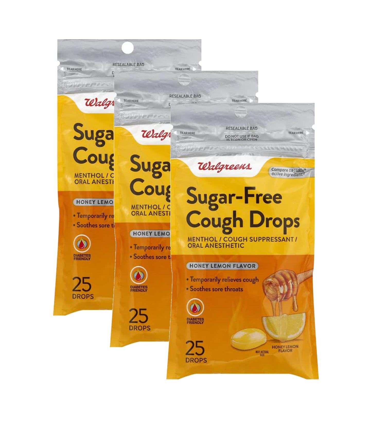 Sugar Free Cough Drops - Honey Lemon Flavor | 25 Drops per Pack | Buy 3 for Best Value - Fast International Shipping - Buy Online on GoSupps.com