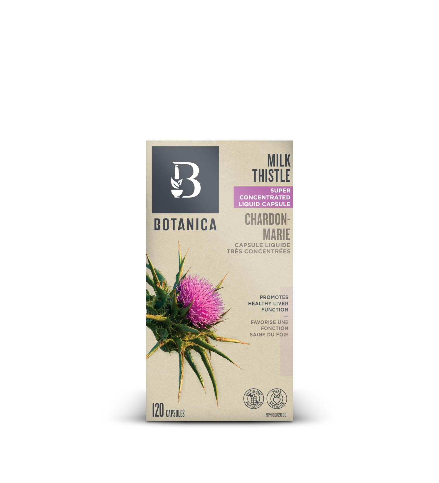 Botanica Milk Thistle Super Concentrated Liquid Capsules 4500 mg dry herb equivalent Promotes Healthy Liver Function & Detoxification Antioxidant Natural Herb Extract Remedy Non-GMO Vegan Gluten Free 120 Capsules (120 Servings) Milk Thistle 120 count (Pac - Buy Online on GoSupps.com