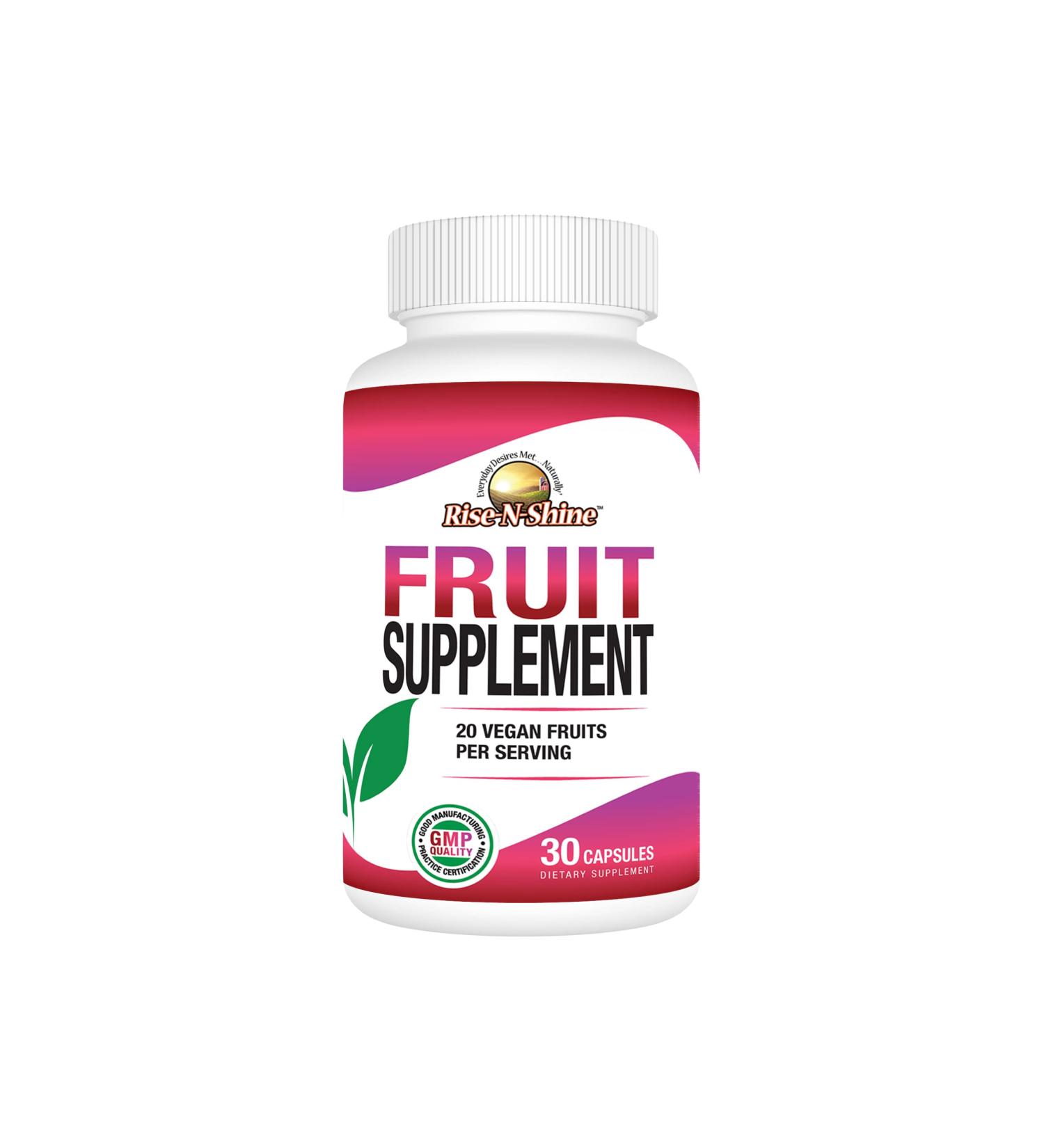 Rise-N-Shine Fruit Supplement with 20 Fruit Blend - Energy Vitamins for Women and Men 30 Day Supply (30 Capsules) - Buy Online on GoSupps.com