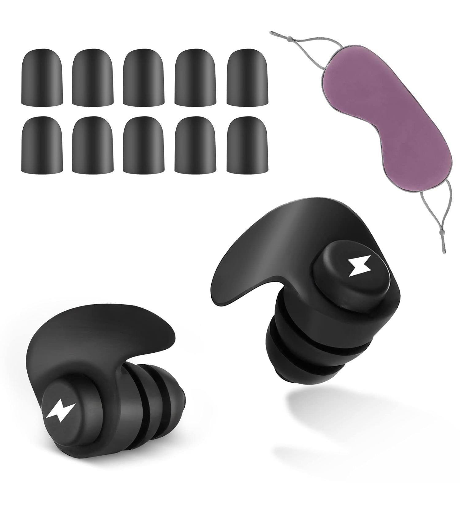 Noise Cancelling Ear Plugs - Soft Reusable Silicone for Sleep Work Study Swimming & Flights - Black - Buy Online on GoSupps.com