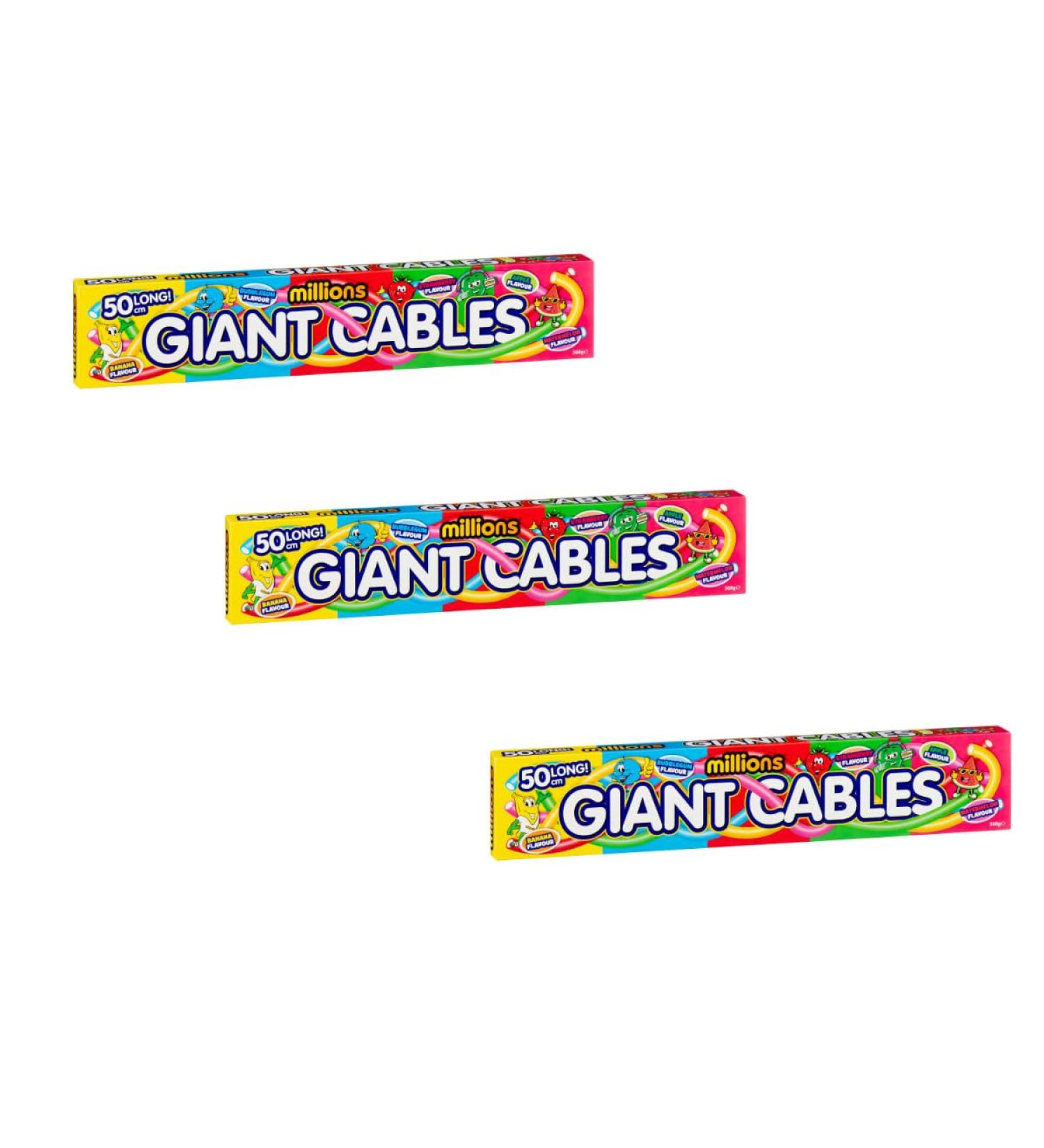 Million Cables 360g - Enjoy Some Sugary Sweets With The 50cm Million Cable - Great As a Gift Or Treat - Pack of 3