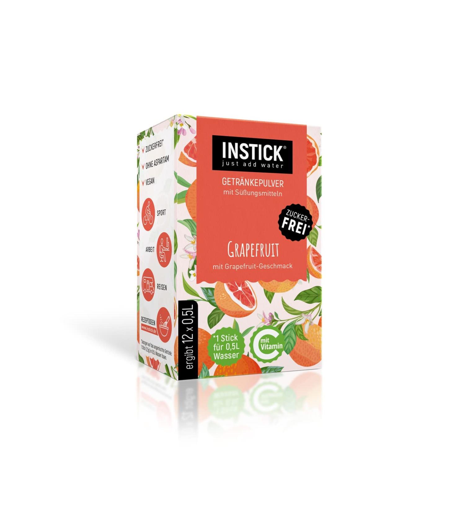 Buy Intick Sugar-Free Instant Grapefruit Drink | Vegan Low-Calorie Vitamin C | 12 x 0.5-1L Pack | International Shipping - Buy Online on GoSupps.com