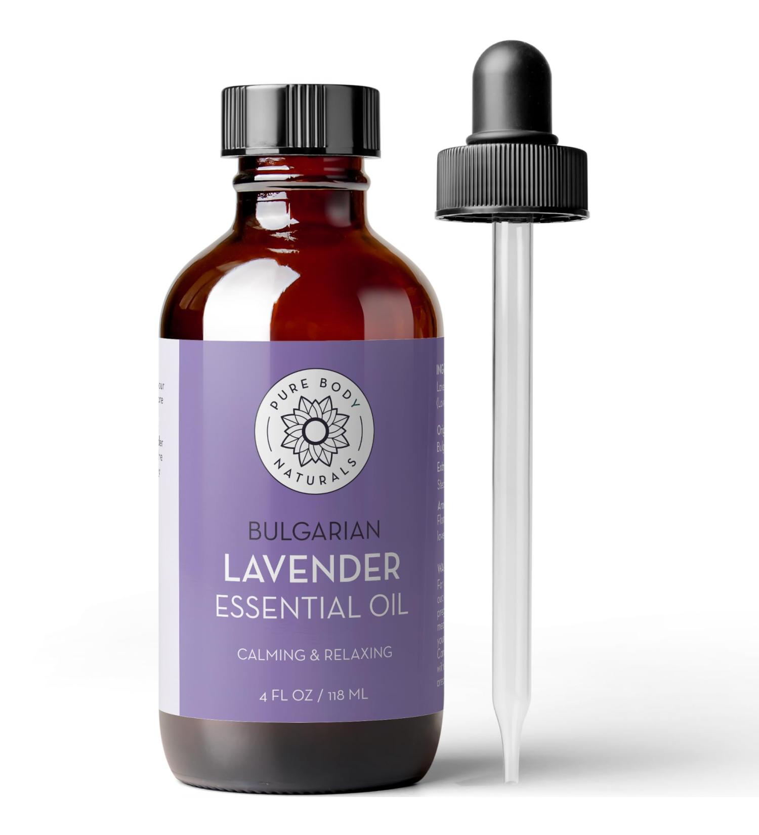 Bulgarian Lavender Essential Oil 4oz - 100% Pure Therapeutic Grade for Aromatherapy | Pure Body Naturals - Buy Online on GoSupps.com