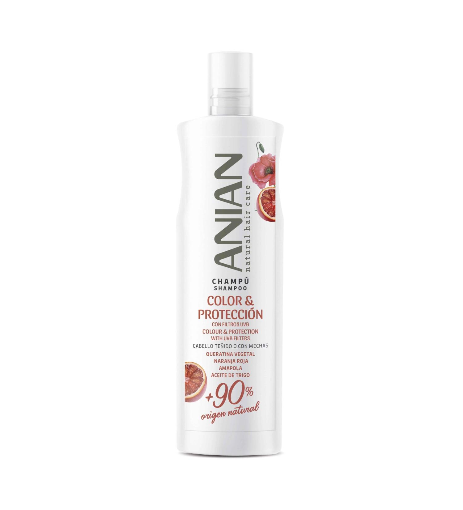 ANIAN ANIAN - Colour and protection shampoo 400 ml for coloured and/or highlighted hair nourishes and moisturises the hair fibre protects the colour anti-frizz with vegetable keratin and UV filters