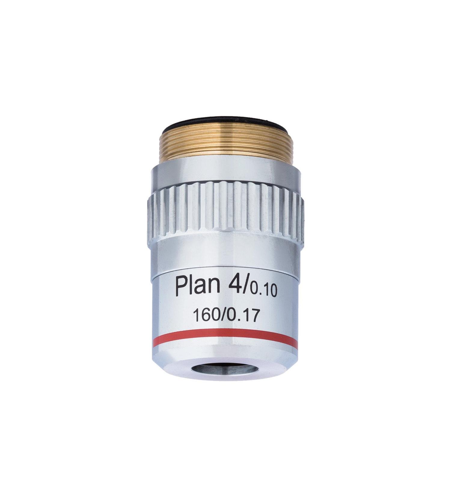 AmScope 4X Plan Achromatic Objective Lens with Knurled Ring