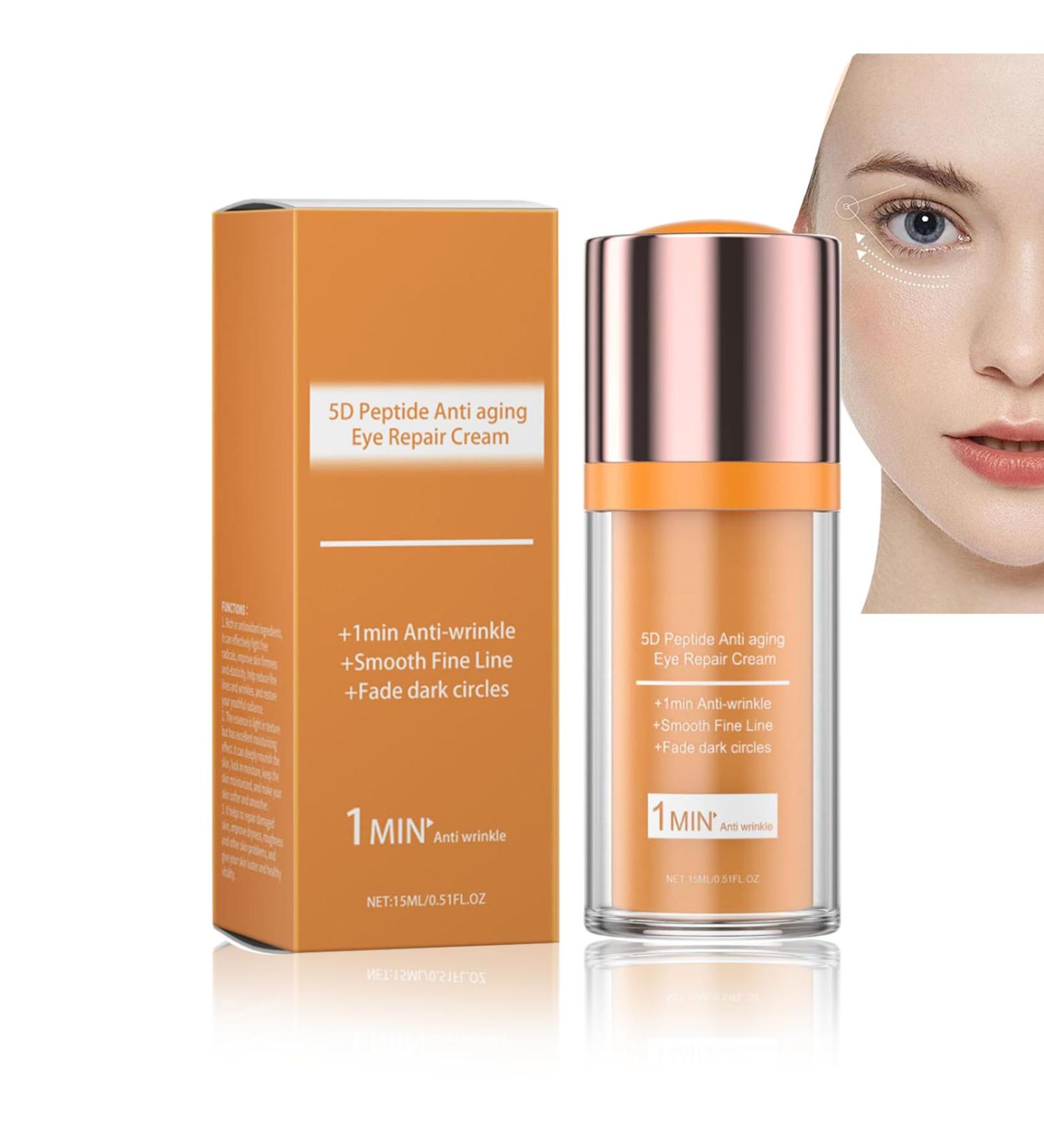 5D Peptide Anti aging Eye Repair Cream+1min Anti-wrinkle+Fade Dark Circles Instant Lift Plus Poche Yeux Instant Eye Lift. Instantly Removes Bags Firming Delicate Skin -15ml (1) - Buy Online on GoSupps.com