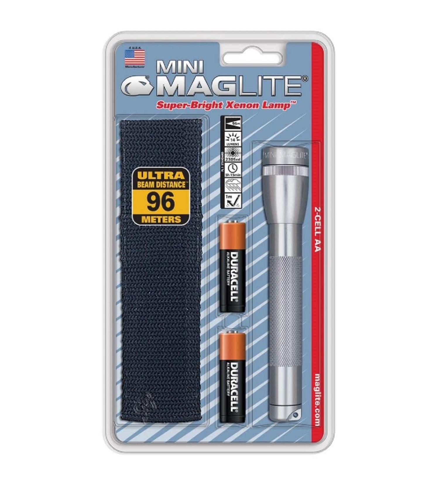 Maglite Mini Incandescent 2-Cell AA Flashlight with Holster - Gray | International Shipping Available - Buy Online on GoSupps.com
