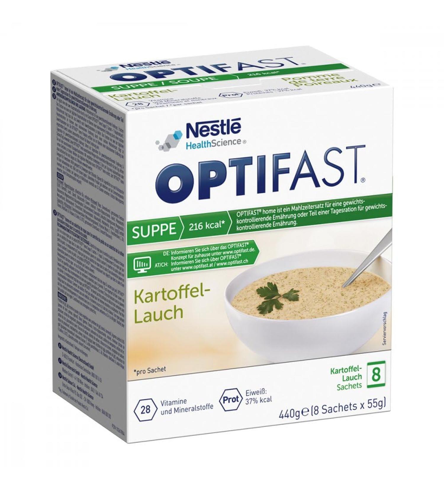 Optifast Home Soup Potato-Leek Powder 8x55g - Low-Calorie Meal Replacement | International Shipping Available - Buy Online on GoSupps.com