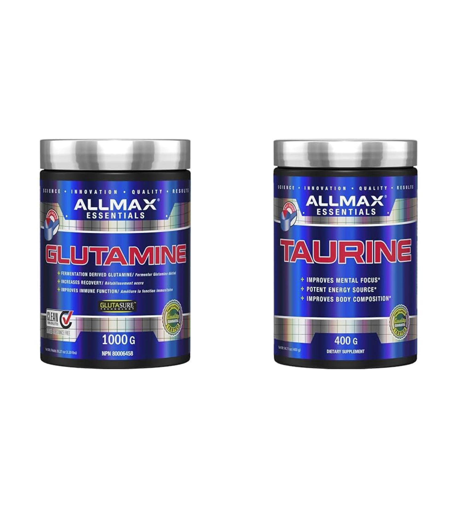 ALLMAX Glutamine 1000G & Nutrition 100% pharmaceutical grade maximum strength + absorption Taurine 400g - Buy Online on GoSupps.com