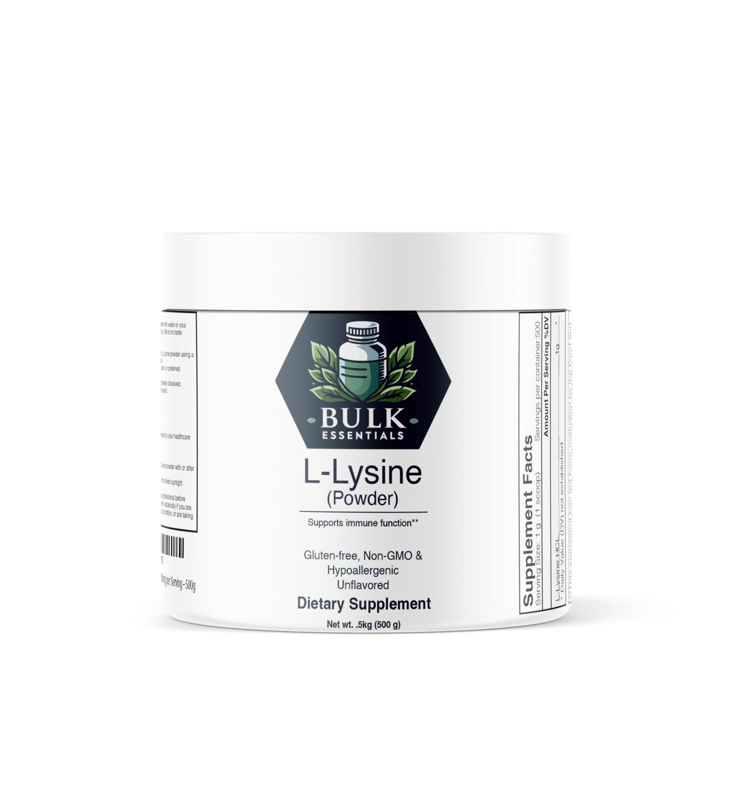 L-Lysine Powder - Immune Support Supplement | 1000mg per Serving Gluten Free | 500g (1.1 lb) - Enhance Health & Wellness Online - Buy Online on GoSupps.com