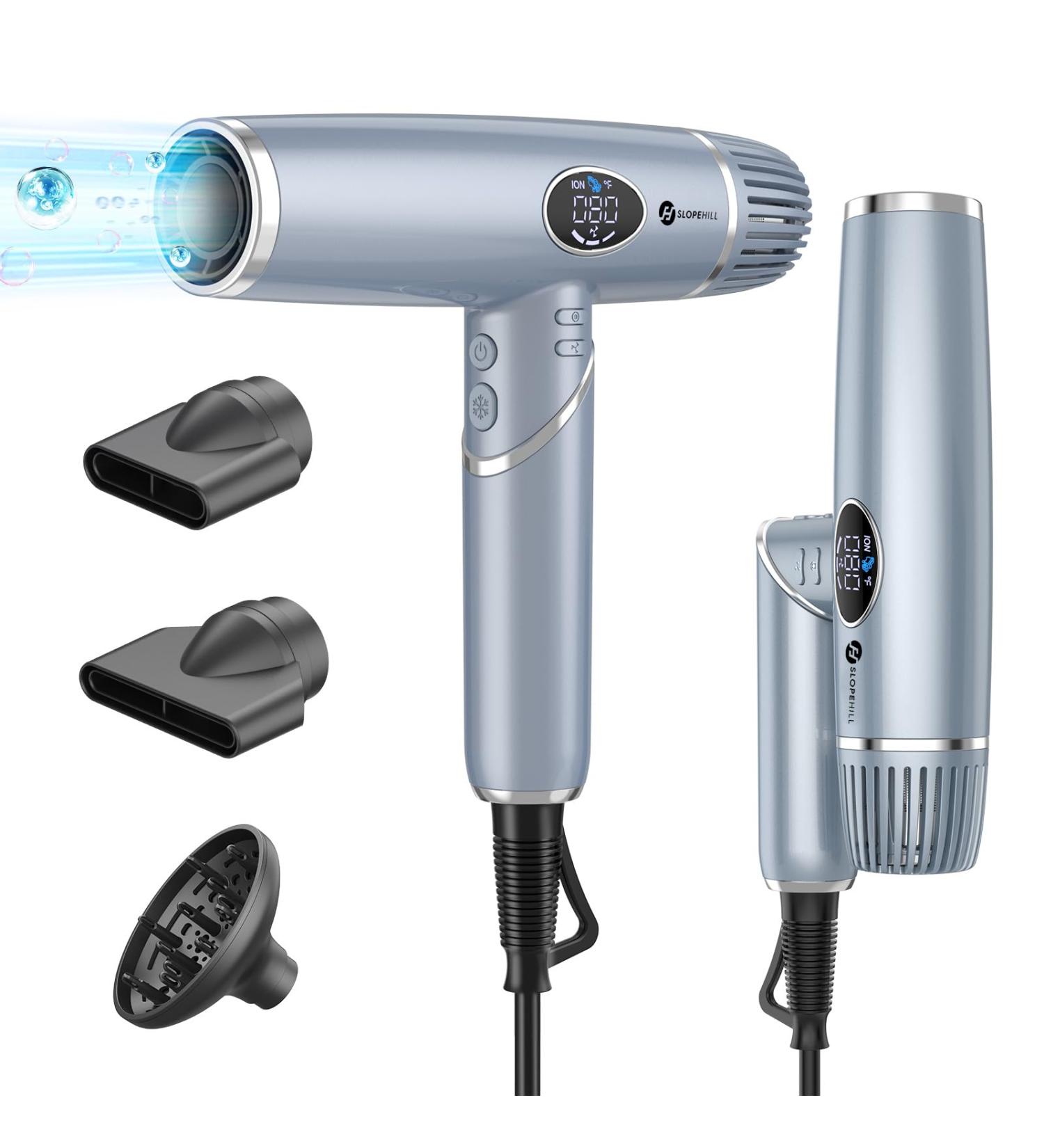 Ions F hn 2000W Hair Dryer | Quick Drying Brushless Engine Quiet & Lightweight | Magnetic Diffuser Long Cable & LCD Display | Ideal for Home Salon & Travel - Blue - Buy Online on GoSupps.com