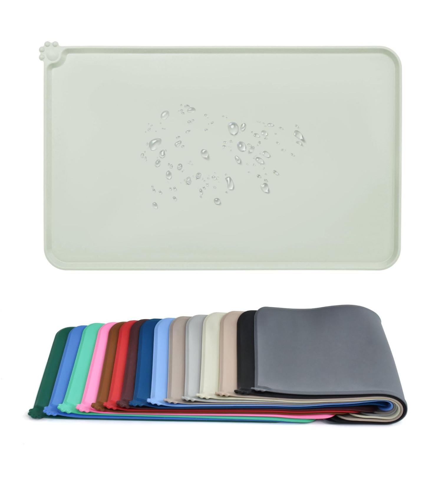 AUDWUD Silicone Waterproof Dog & Cat Feeding Mat | Anti-Slip Pet Bowl Mat 47x30 cm Beige - Perfect for International Shipping - Buy Online on GoSupps.com