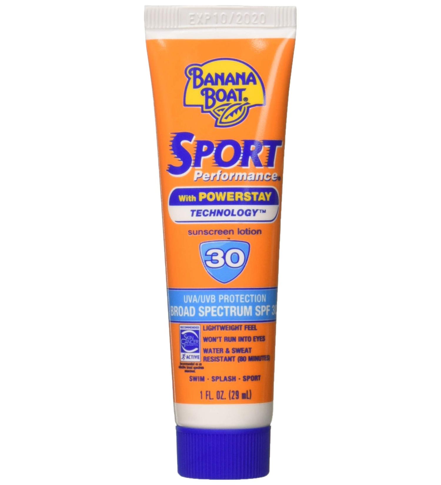 Banana Boat Sport Performance Sunscreen Lotion 30 SPF 1 oz (Pack of 3) - Sun Protection for Active Lifestyles - Buy Online on GoSupps.com