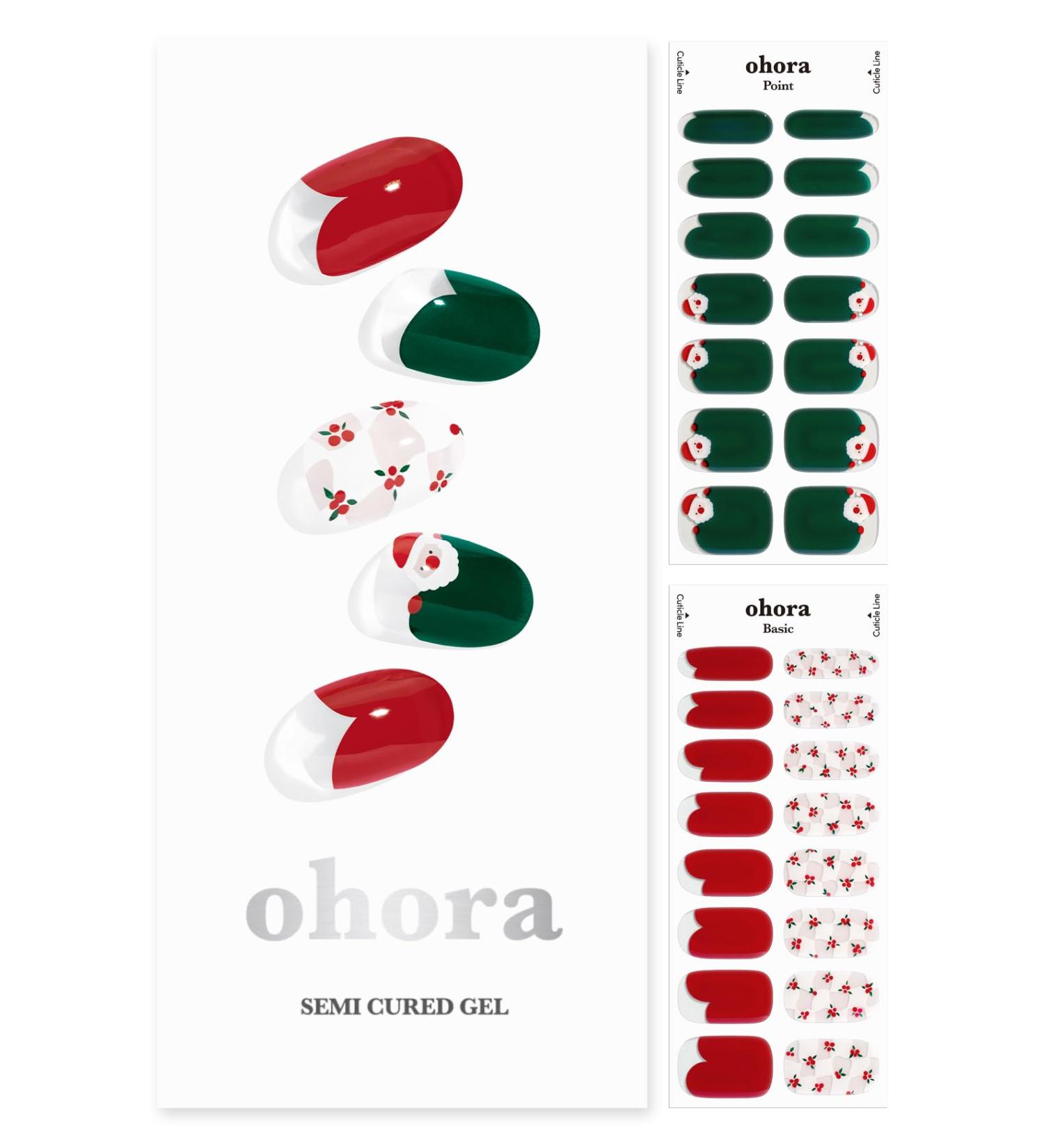 Buy Ohora Semi Cured Gel Nail Strips - N My Mittens | Red/Green Pattern UV/LED Compatible Easy Application Salon-Quality - Includes Prep Pads & Nail File - Buy Online on GoSupps.com