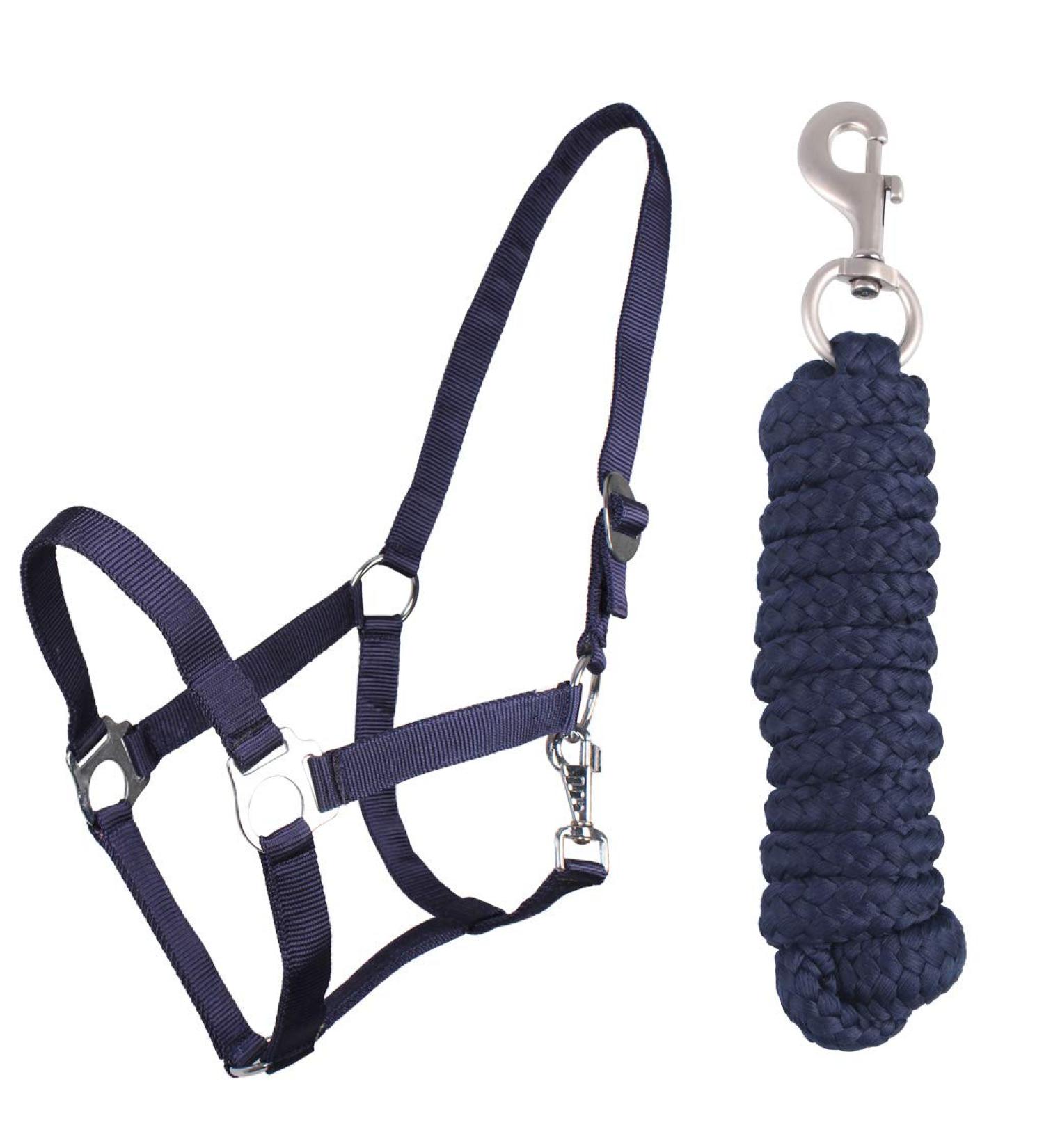 QHP Halter Set Beginner Halter + Lead Rope Heavy Snap Hook (Minishetty Navy) Minishetty Navy
