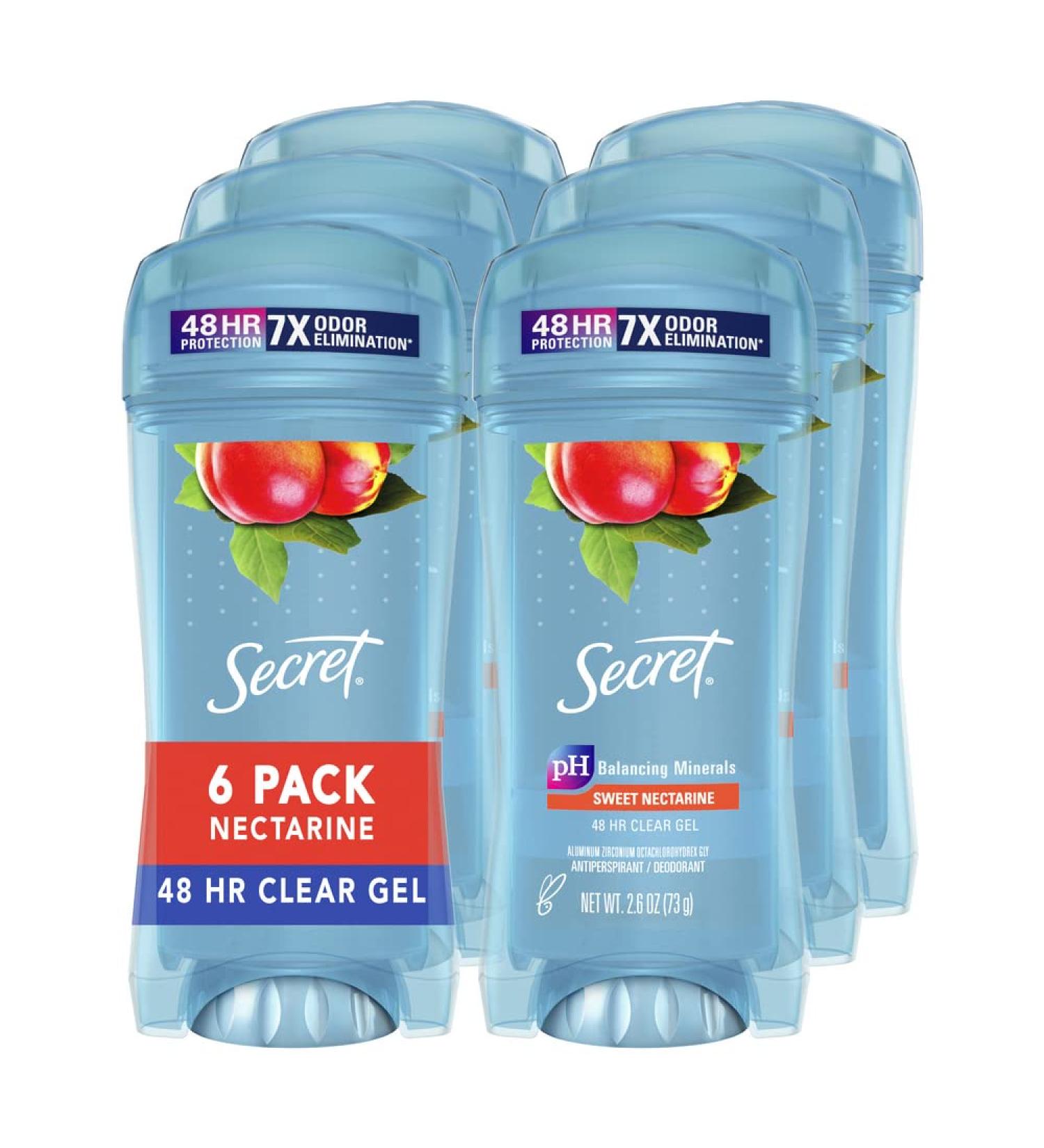 Secret Clear Gel Antiperspirant and Deodorant Nectarine Scent 2.6 Oz - Pack of 6 - Buy Online on GoSupps.com