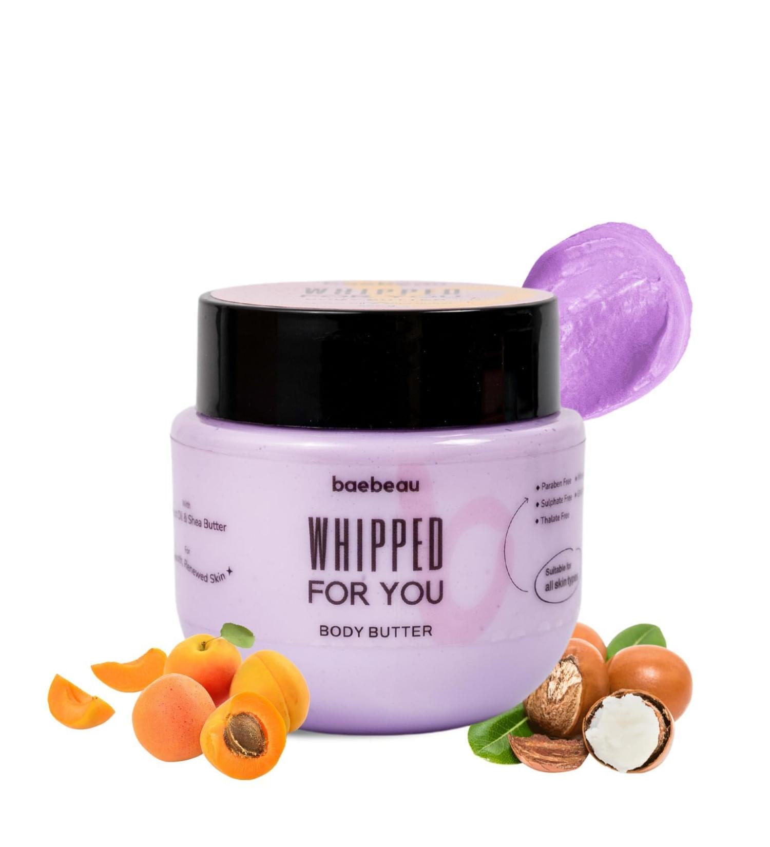 Baebeau Whipped For You Nourishing Body Butter For Dry Skin for Daily Use With Apricot Oil & Shea Butter 48Hrs Moisturization For All Skin Types - 200gm - Buy Online on GoSupps.com
