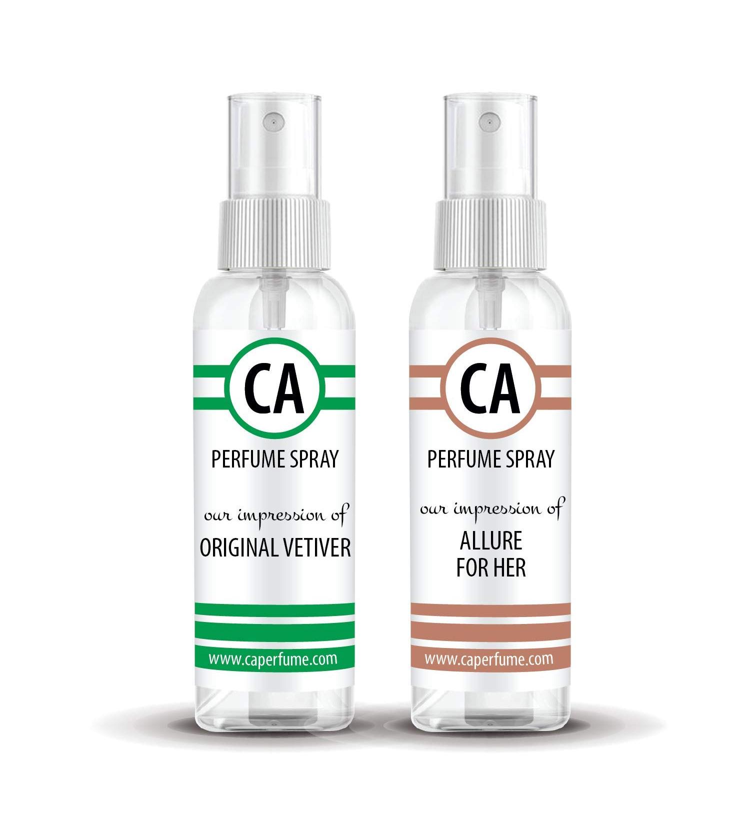 CA Perfume Impression of (Orginal Vetiver + Allure For Her) Travel Size Sample Fragrance Refillable Atomizer Long Lasting Eau de Parfum (Cologne) Sprayer / 2 Fl Oz/ 60 ml Orginal Vetiver + Allure For Her Impression - Buy Online on GoSupps.com