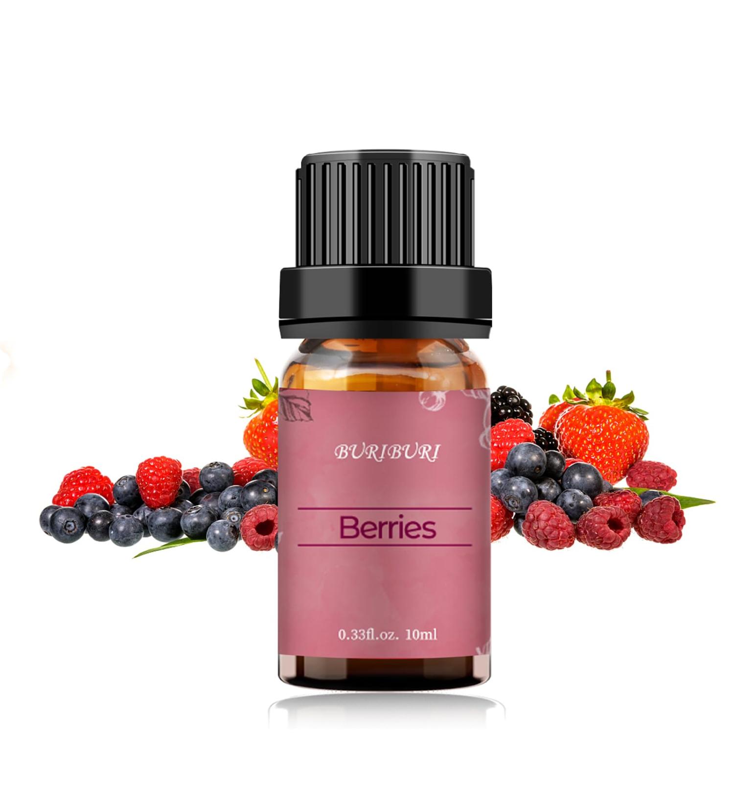 BURIBURI Berries Fragrance Oil 0.33fl.oz Aromatherapy Berries Essential Oil 10ml for Diffuser Soap Making Candle Making Berries 10 ml (Pack of 1) - Buy Online on GoSupps.com