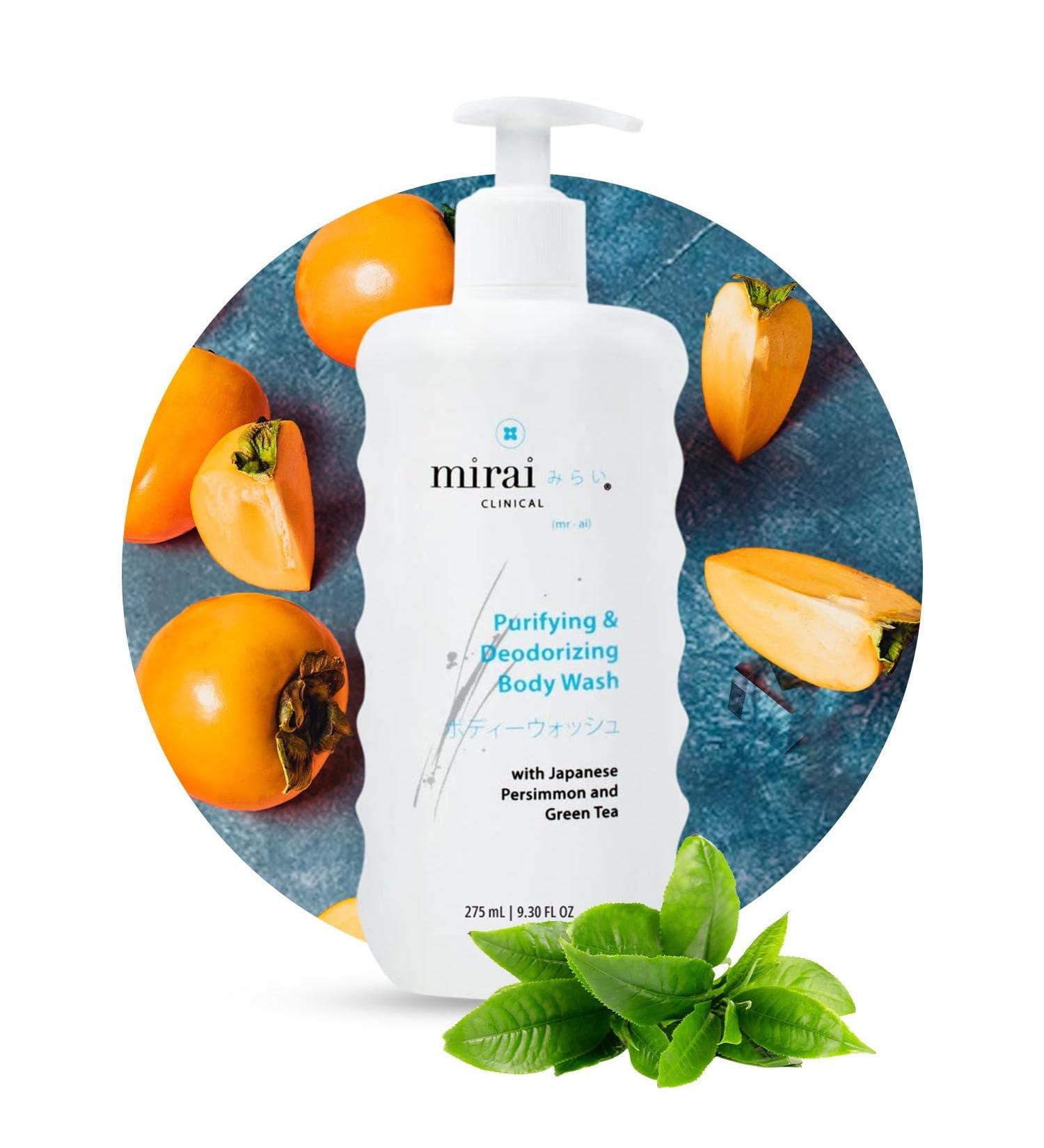 Mirai Clinical Persimmon Body Wash for Aging Skin - Purifying & Deodorizing with Green Tea Extract - 500ml - Buy Online on GoSupps.com