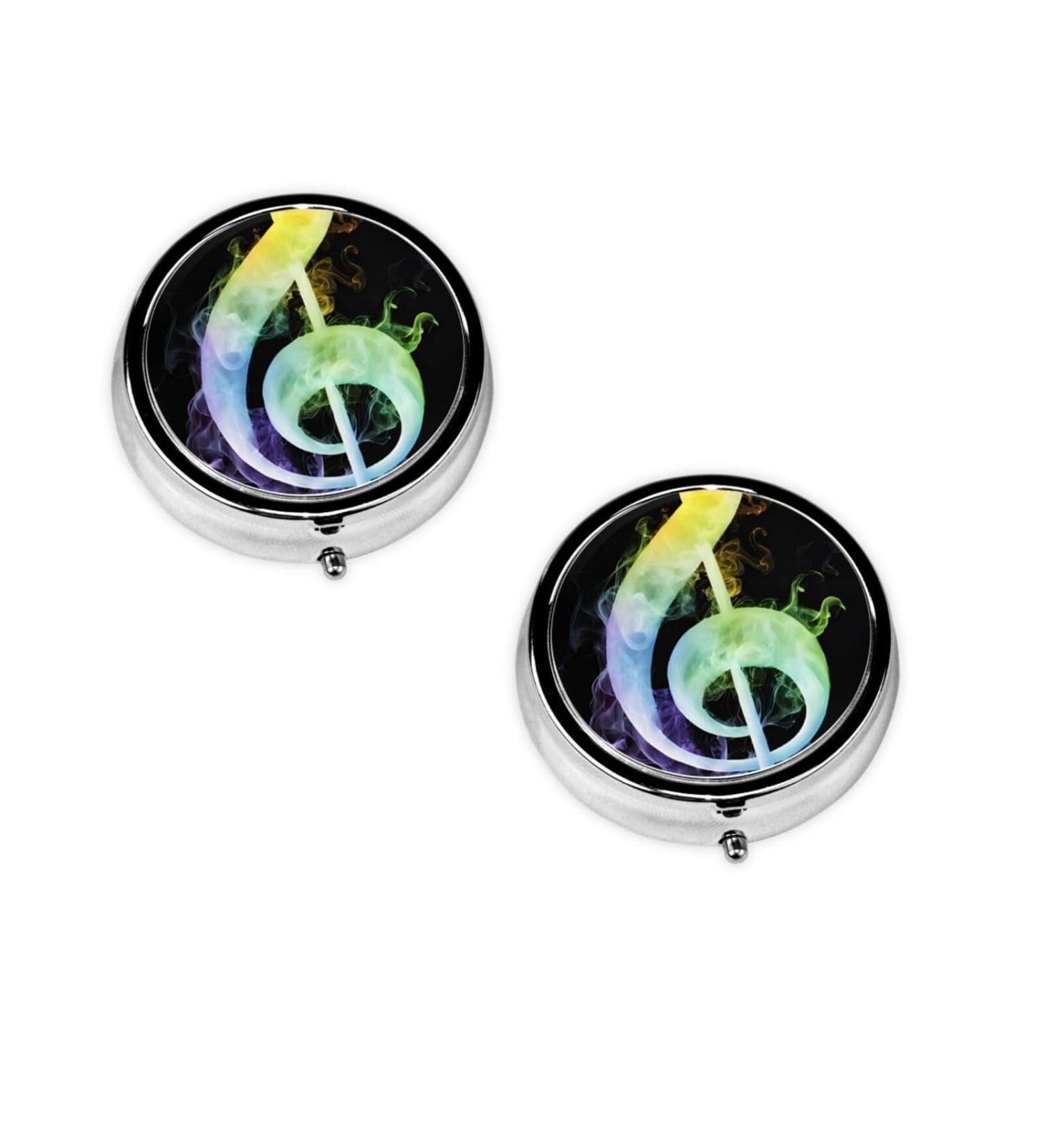 Colorful Music Notes Mini Round Pill Box | 3 Compartment Medicine Organizer | Portable Travel Pill Case for Home & Office - Buy Online on GoSupps.com