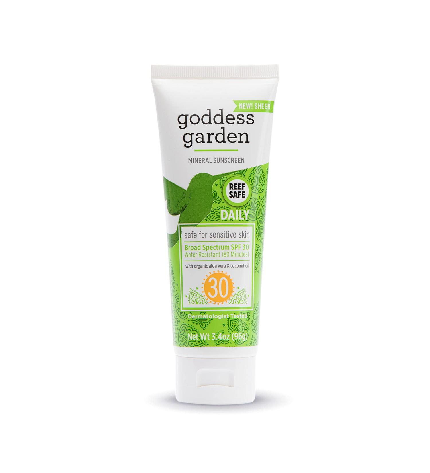 Goddess Garden Daily SPF 30 Mineral Sunscreen Lotion - Sensitive Skin, Reef Safe, Sheer Zinc, Broad Spectrum, Water Resistant, Vegan - 3.4 oz Tube - Buy Online on GoSupps.com