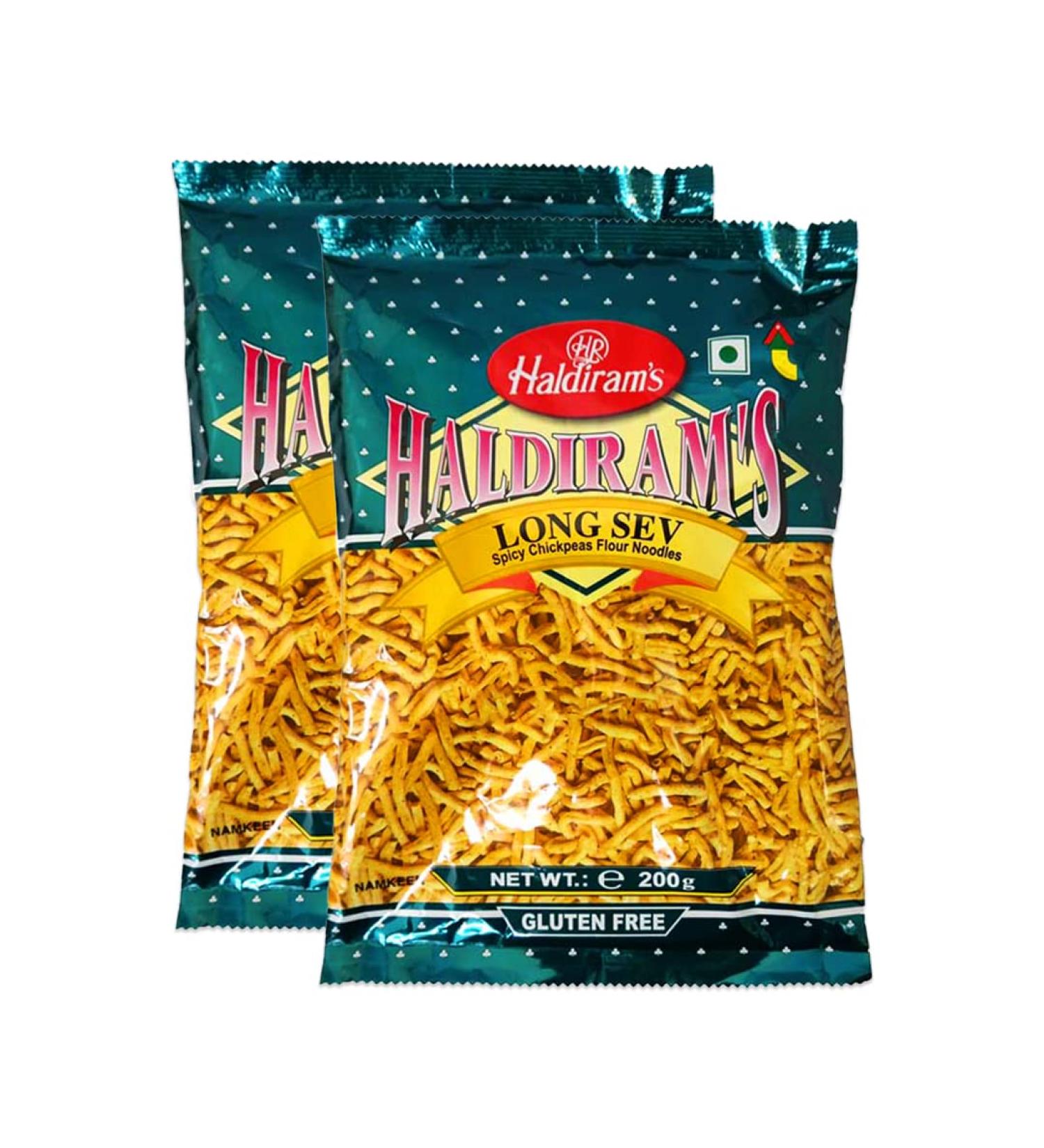 Haldiram's Long Sev | 200g | Haldiram Namkeen | Indian Origin | Indian Snack (Pack of 2)