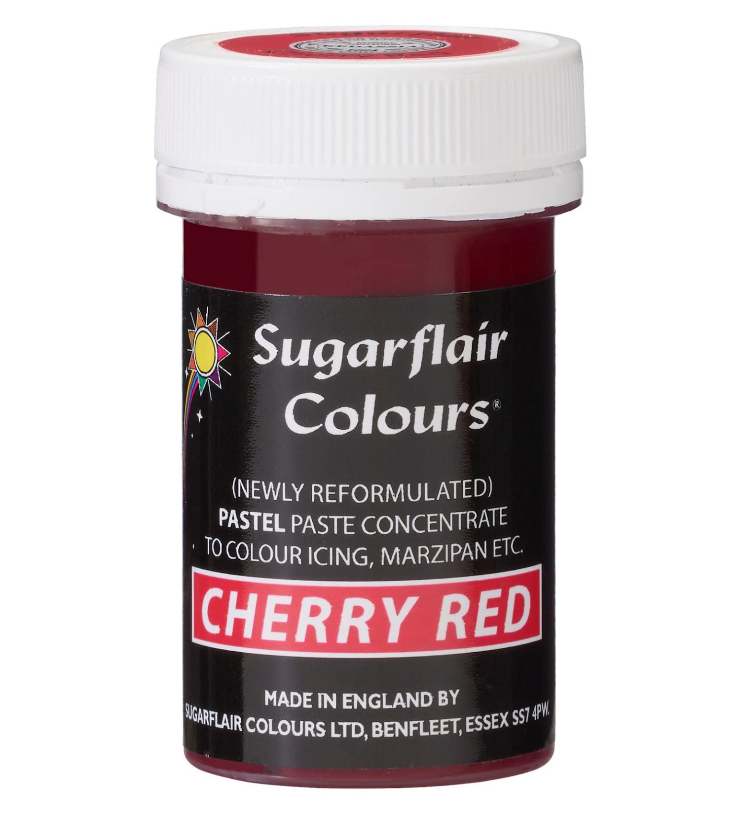 Sugarflair Cherry Red Pastel Food Colouring Paste Highly Concentrated for Use with Sugar Pastes Buttercream Royal Icing or Cake Mix Subtle Colour Dye - 25g
