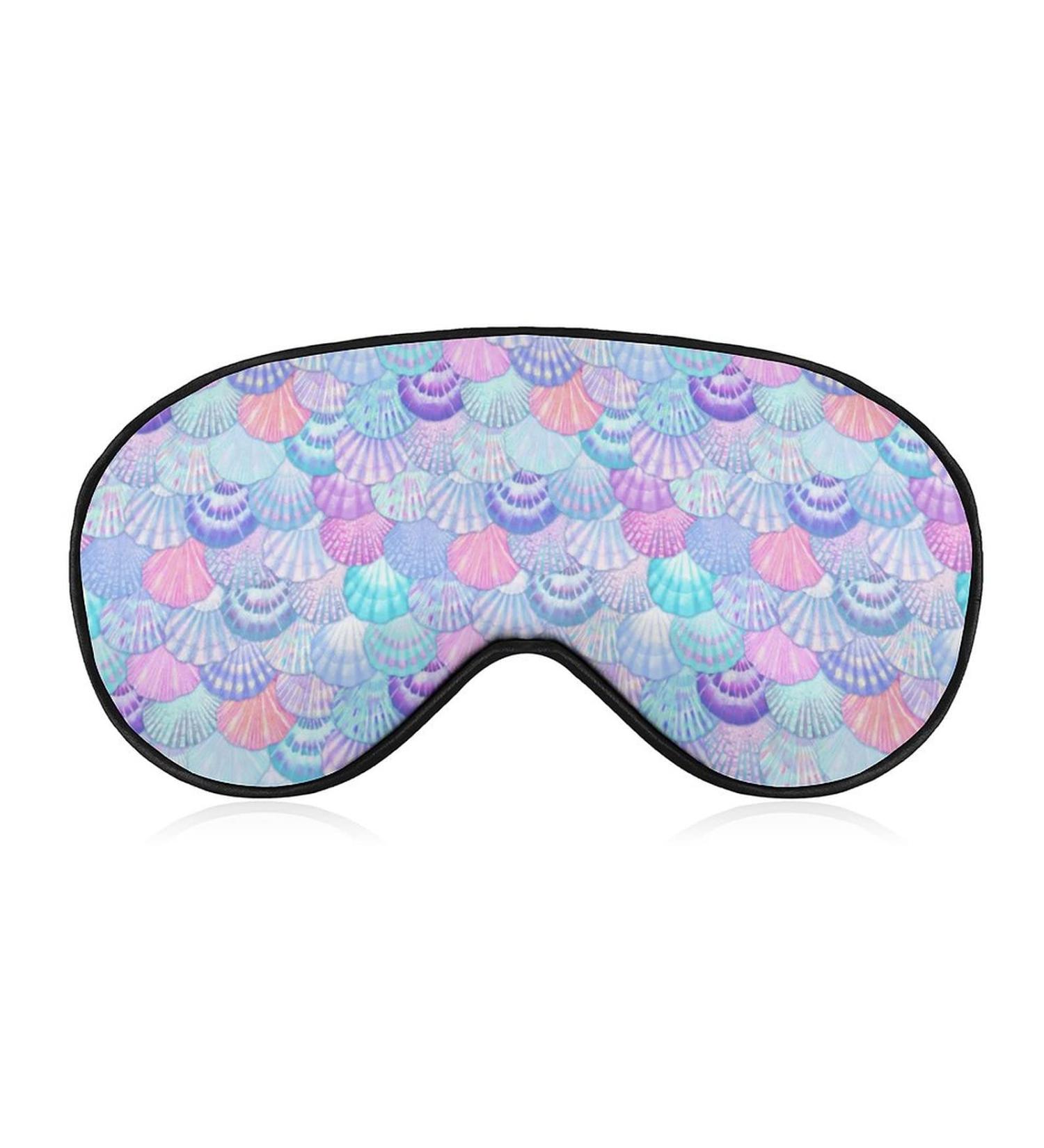 Watercolor Sea Shell Sleep Mask for Women - Adjustable Eye Shades with Elastic Strap for Comfortable Sleep - Buy Online on GoSupps.com