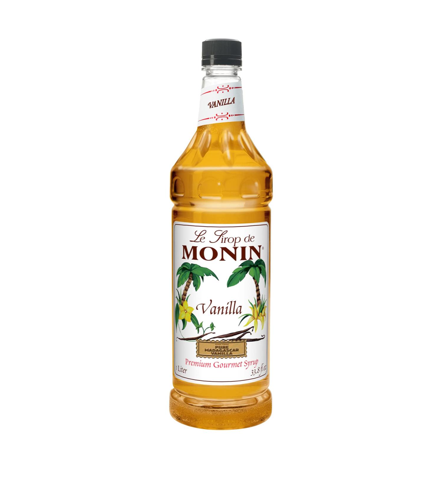 Monin Vanilla Syrup 1L - Ideal for Coffee, Shakes, Cocktails - Gluten-Free, Non-GMO - Buy Online on GoSupps.com
