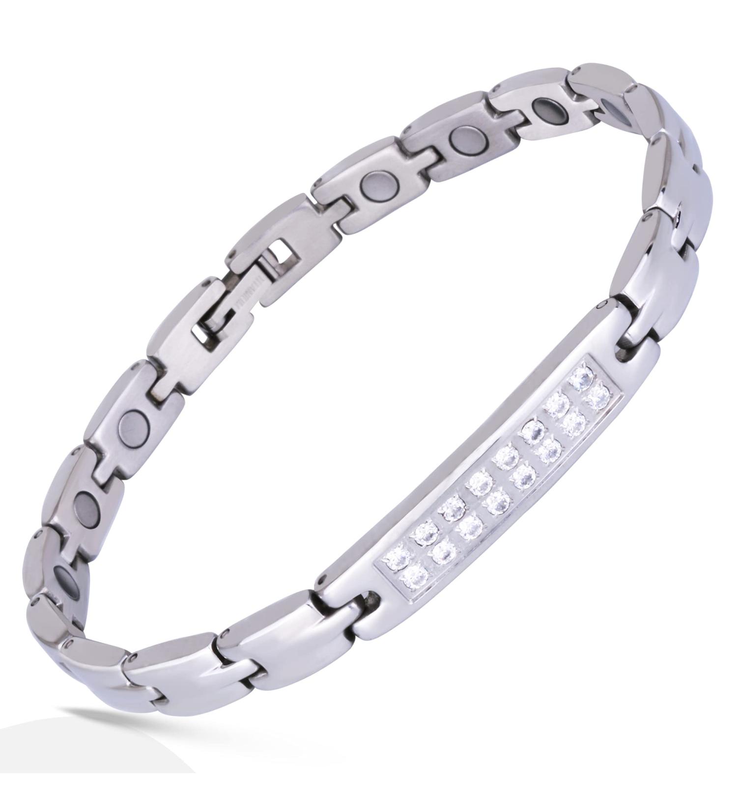 Elegant Magnetic Therapy Bracelet for Women | Titanium & Czech Crystal | Pain Relief for Arthritis & Carpal Tunnel Syndrome - Buy Online on GoSupps.com