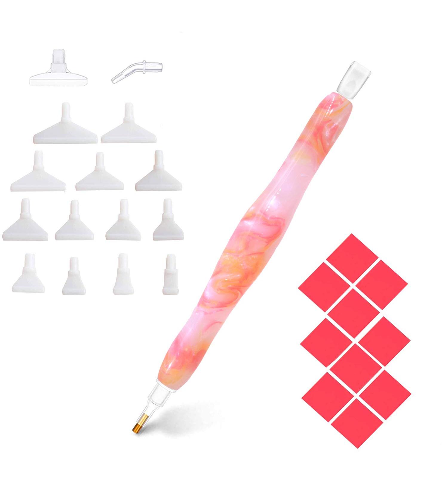 Handmade Resin Diamond Painting Pen Set - 15 Placers, 5 Clays, Stylus, Gem Picker Tool for Diamond Art, Nail Art, Mosaic Making - Candy Pink - Buy Online on GoSupps.com