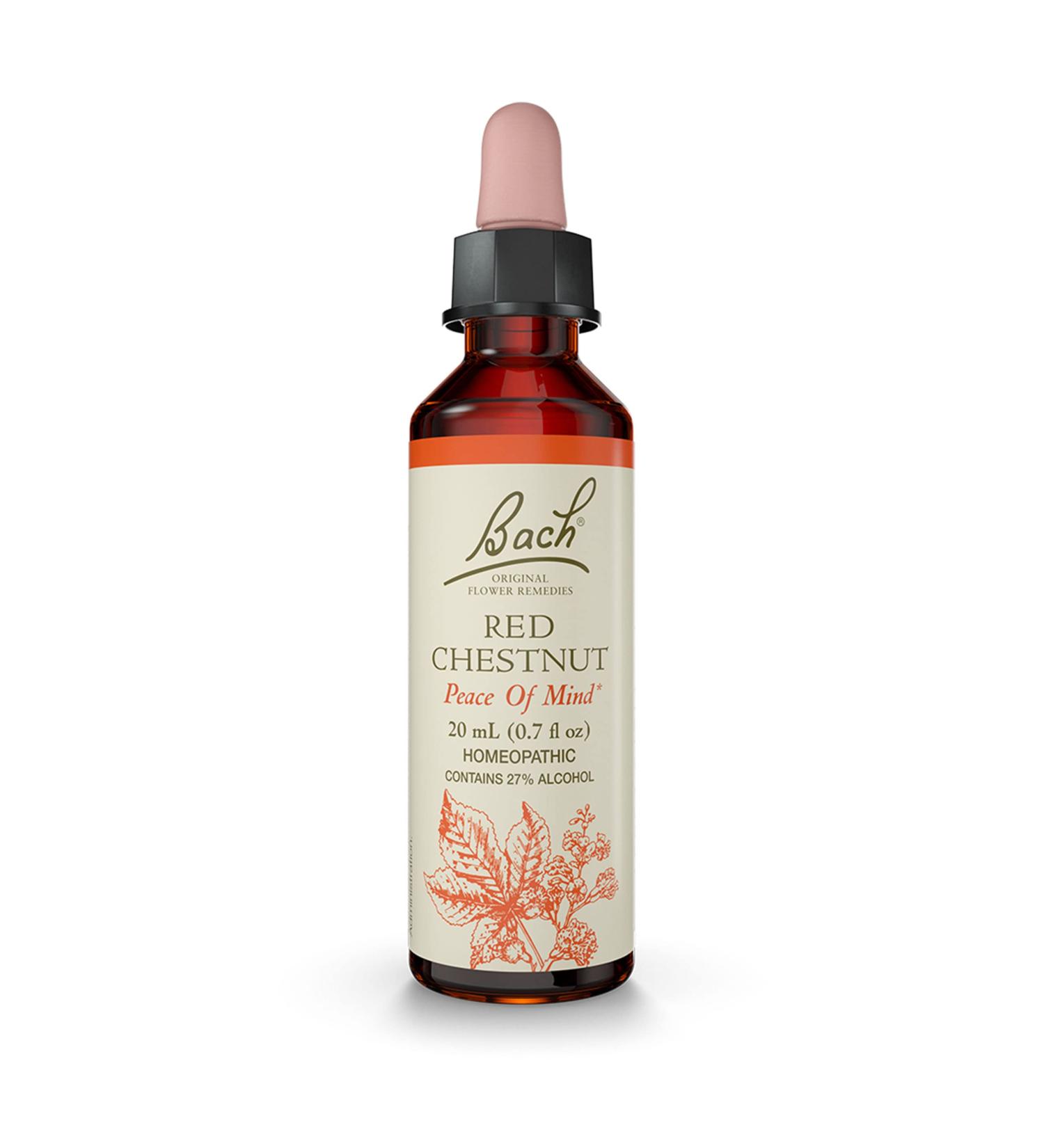 Bach Red Chestnut Flower Essence 20mL Dropper - Holistic Stress Relief & Peace of Mind | Vegan & Natural Homeopathic Remedy - Buy Online on GoSupps.com