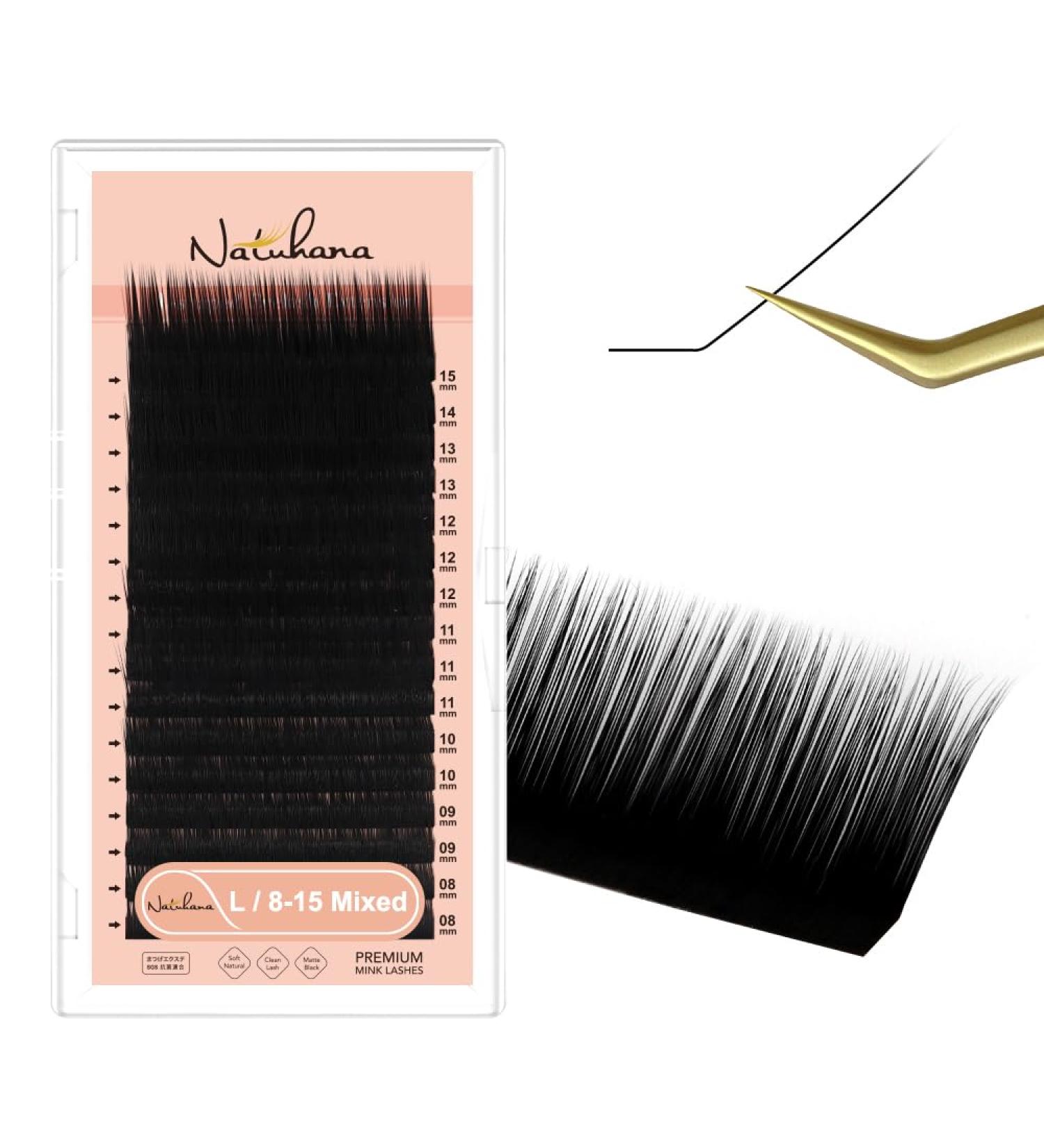 L Curl Round Lash Extension 0.07mm - Classic Individual Eyelash Extensions 8-15mm Mixed Tray | Matte Black False Lashes Supplies - Buy Online on GoSupps.com
