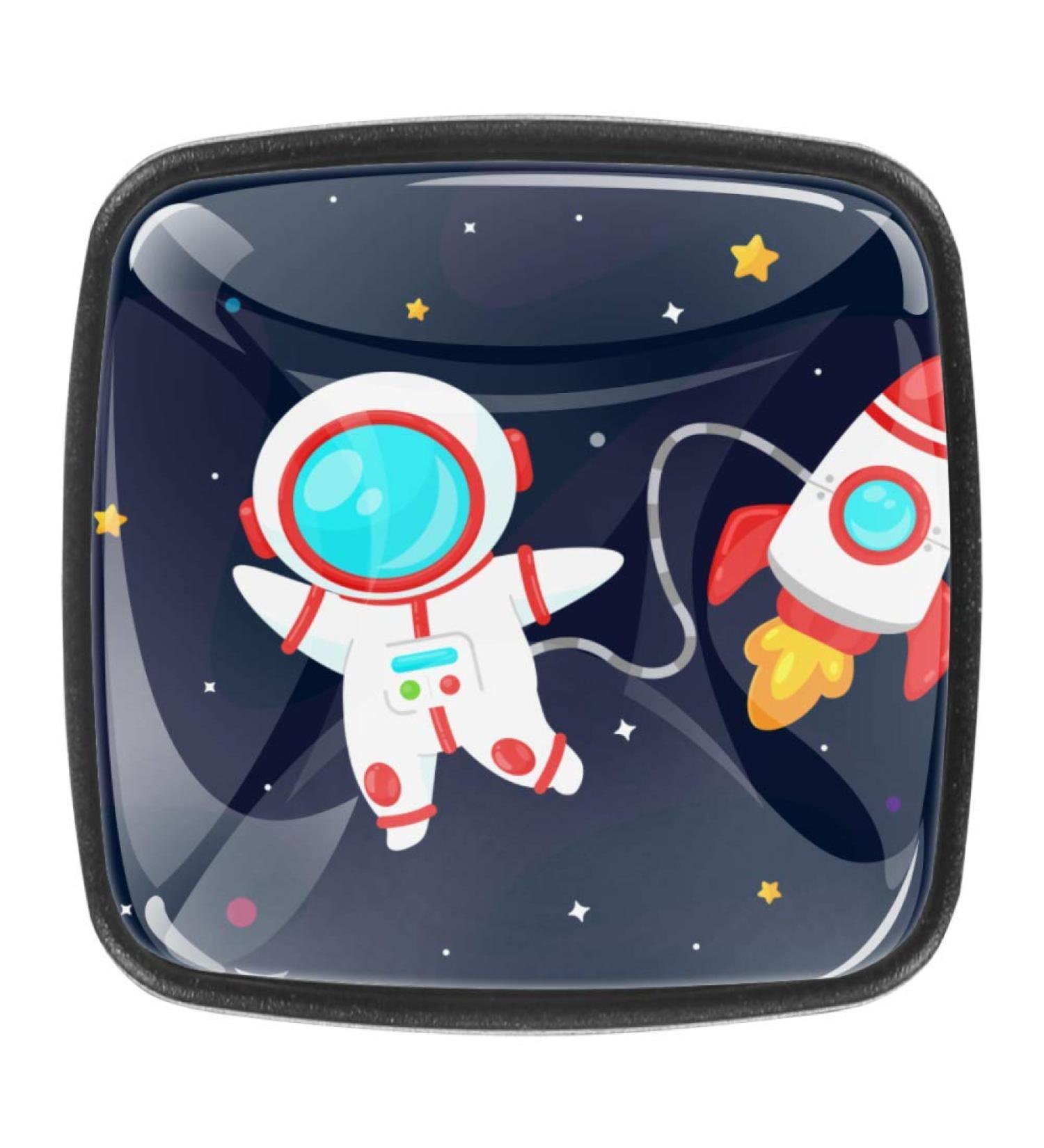 Adorable Astronaut Rocket Kitchen Handles - 4 Piece Cabinet Button Set for Kids' Room Decoration - Buy Online on GoSupps.com
