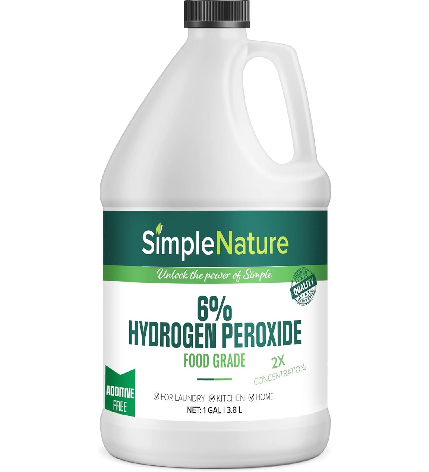 Simple Nature 6% Food Grade Hydrogen Peroxide Solution atural Multipurpose Cleaner Made in USA - 128 Oz - Buy Online on GoSupps.com